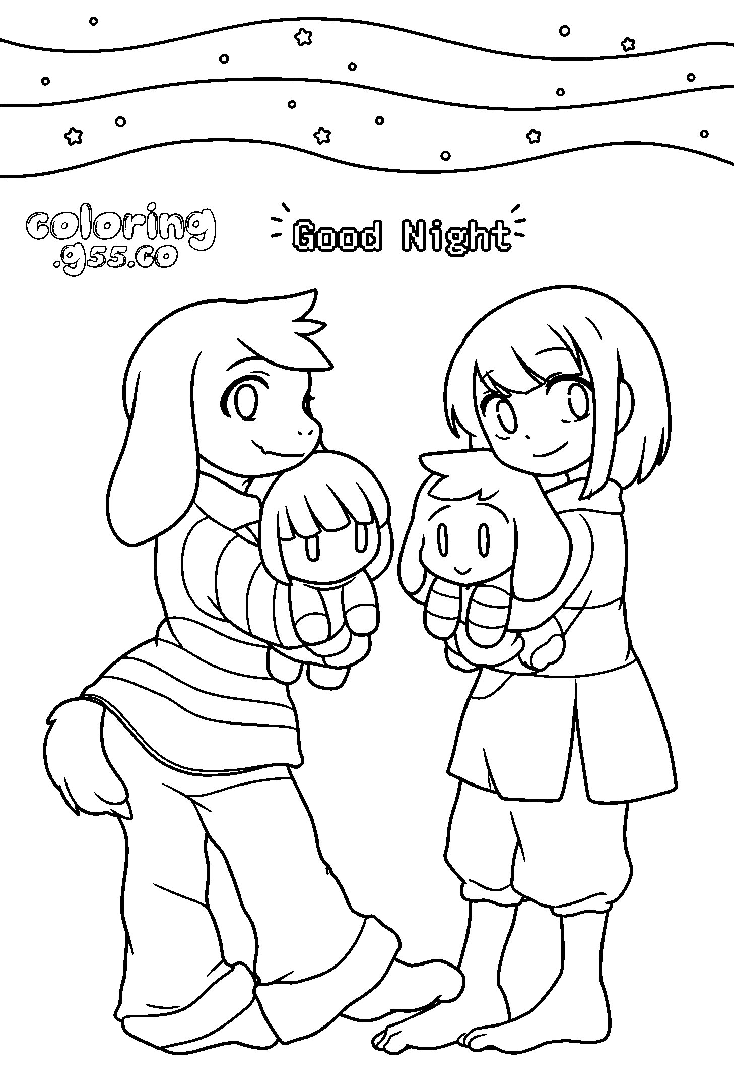 asriel and chara undertale line art