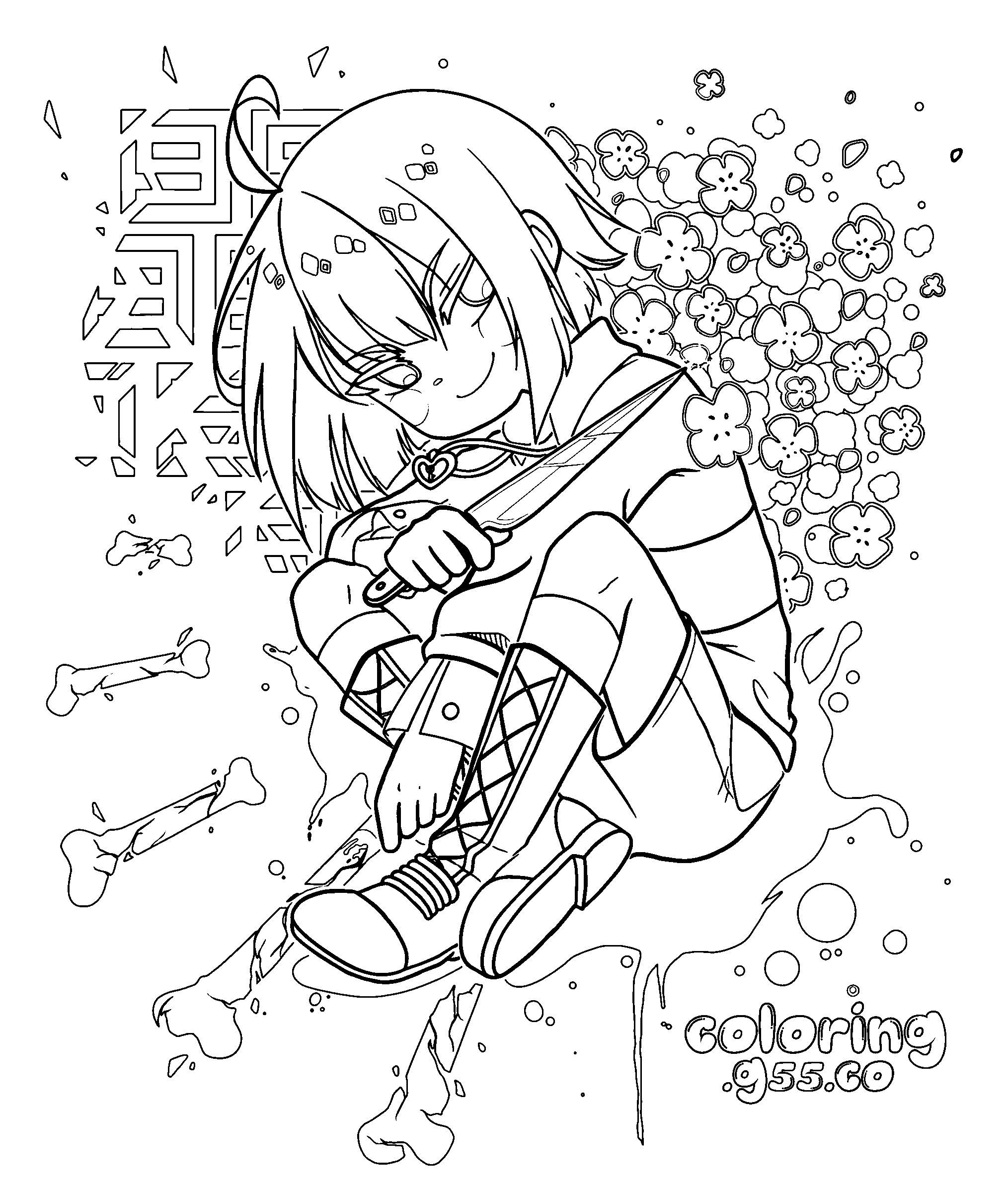 chara undertale knife line art