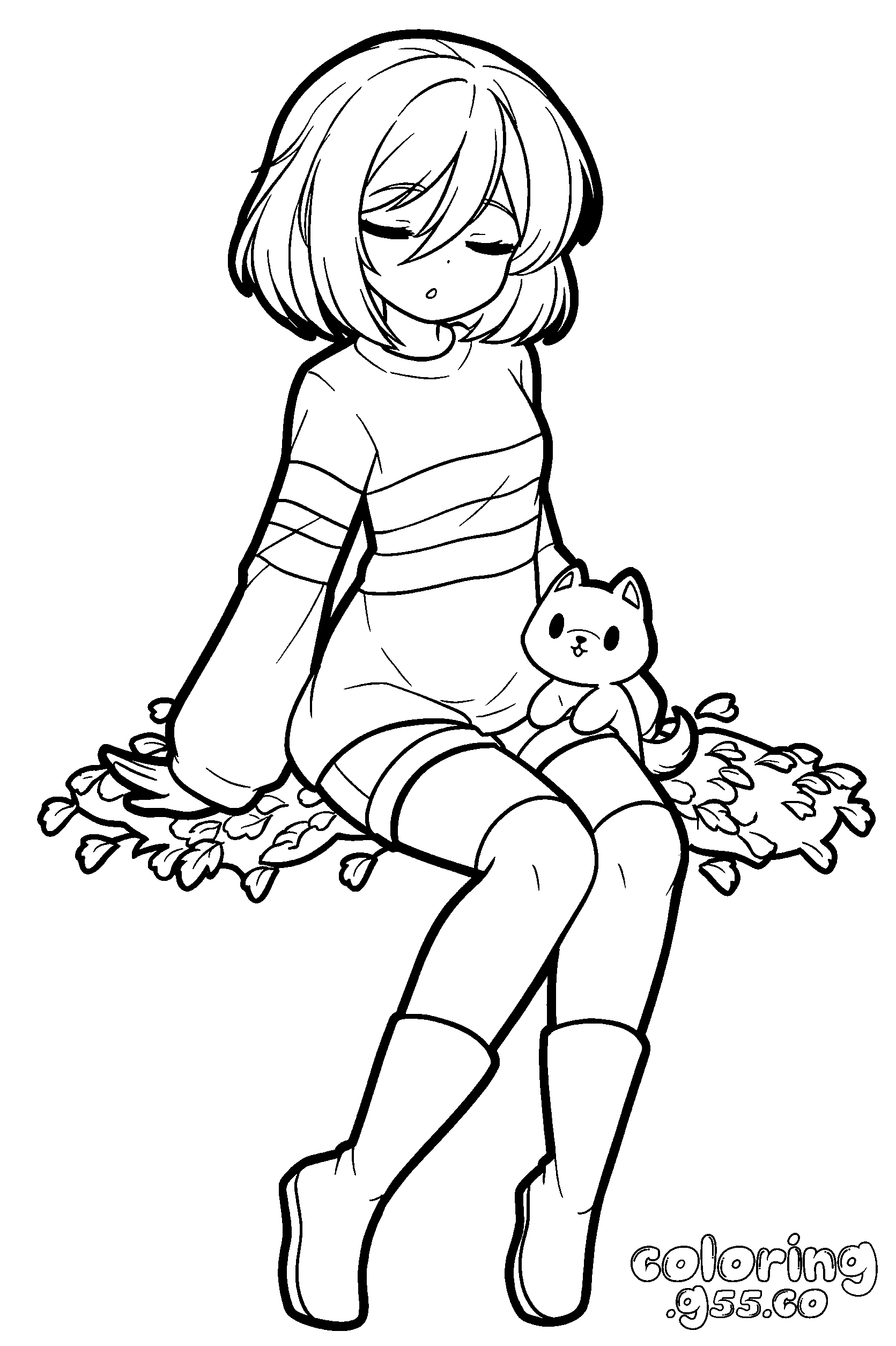 frisk and annoying dog line art