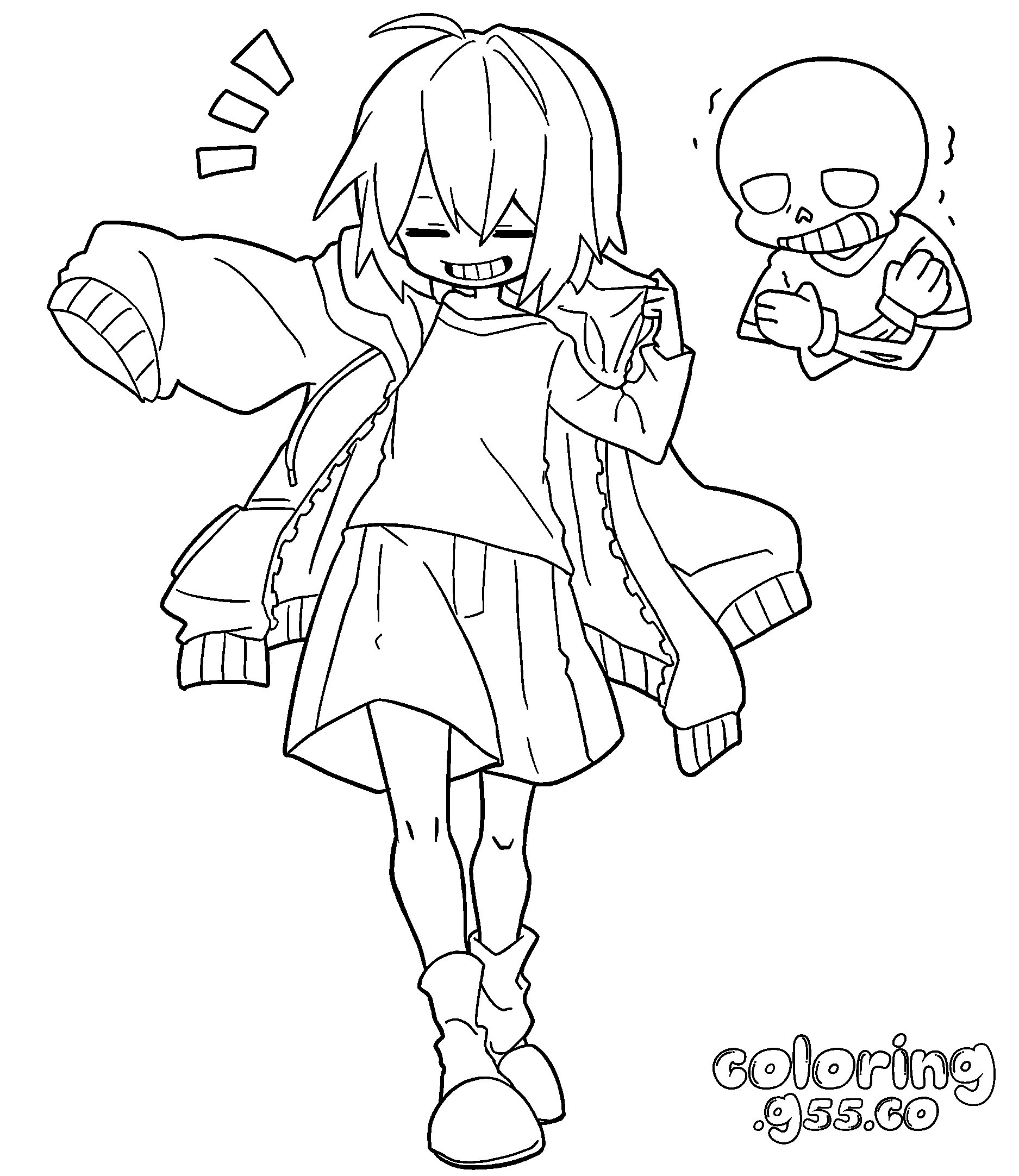 frisk and sans undertale line art