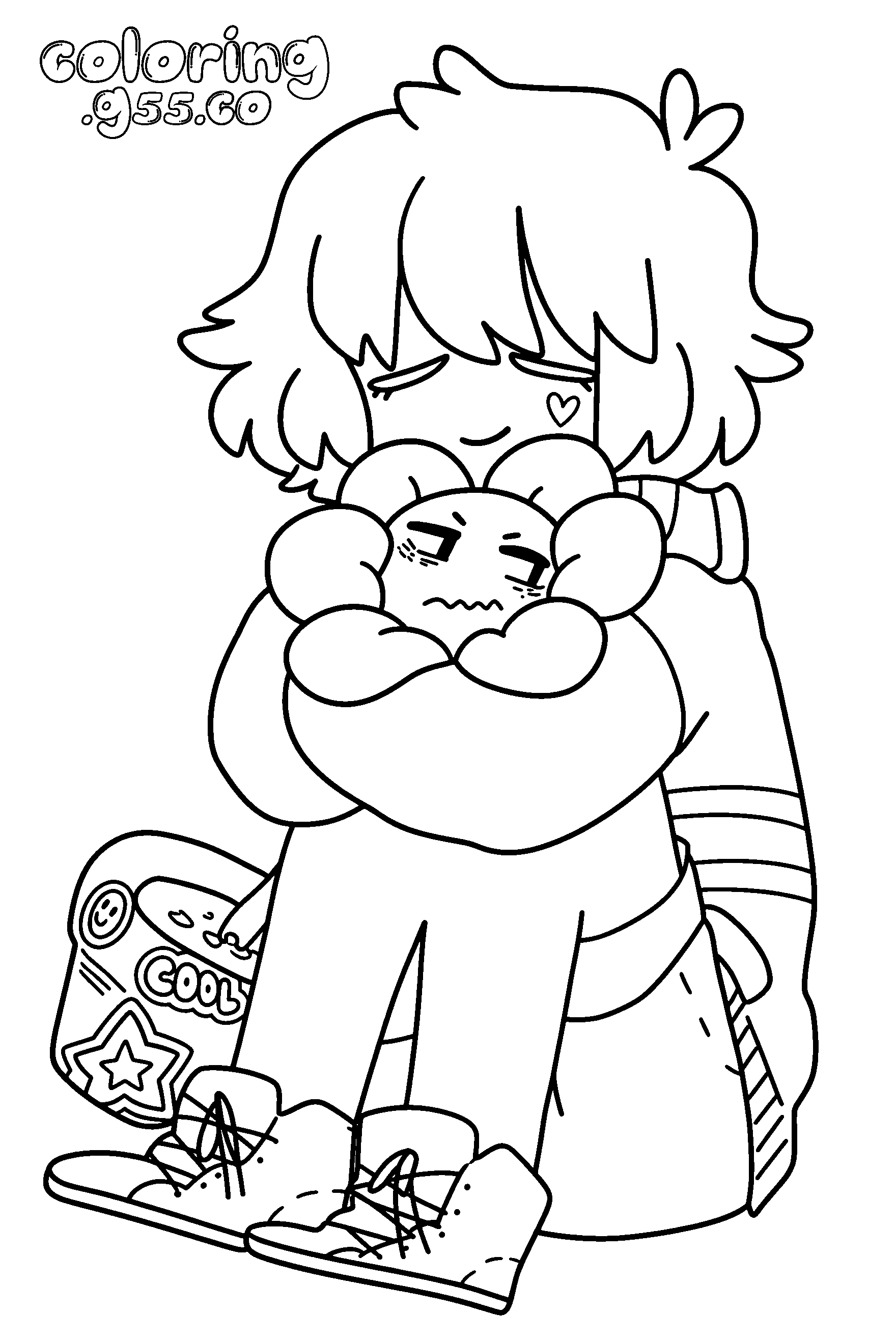 frisk hugging flowey undertale line art