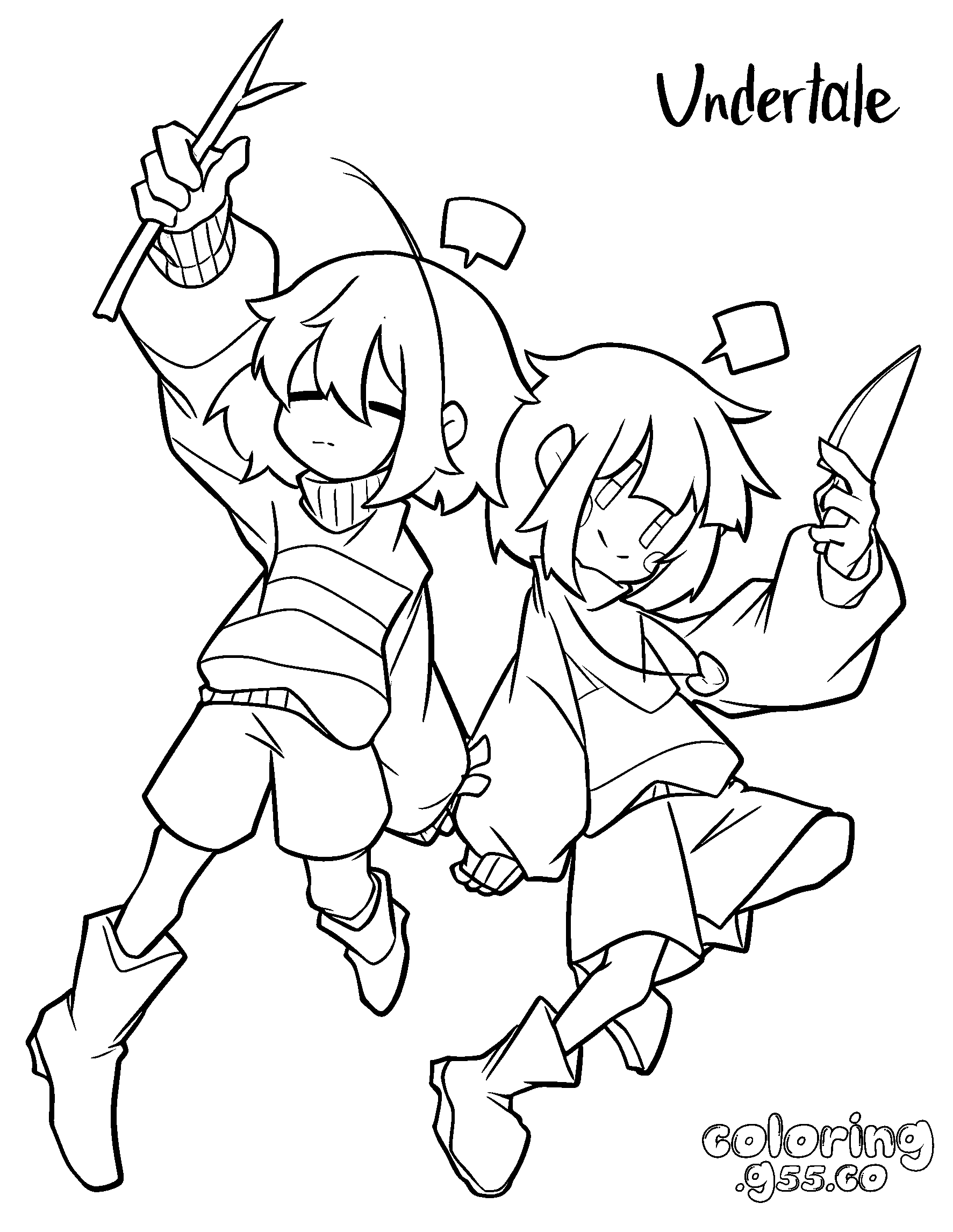undertale frisk and chara line art