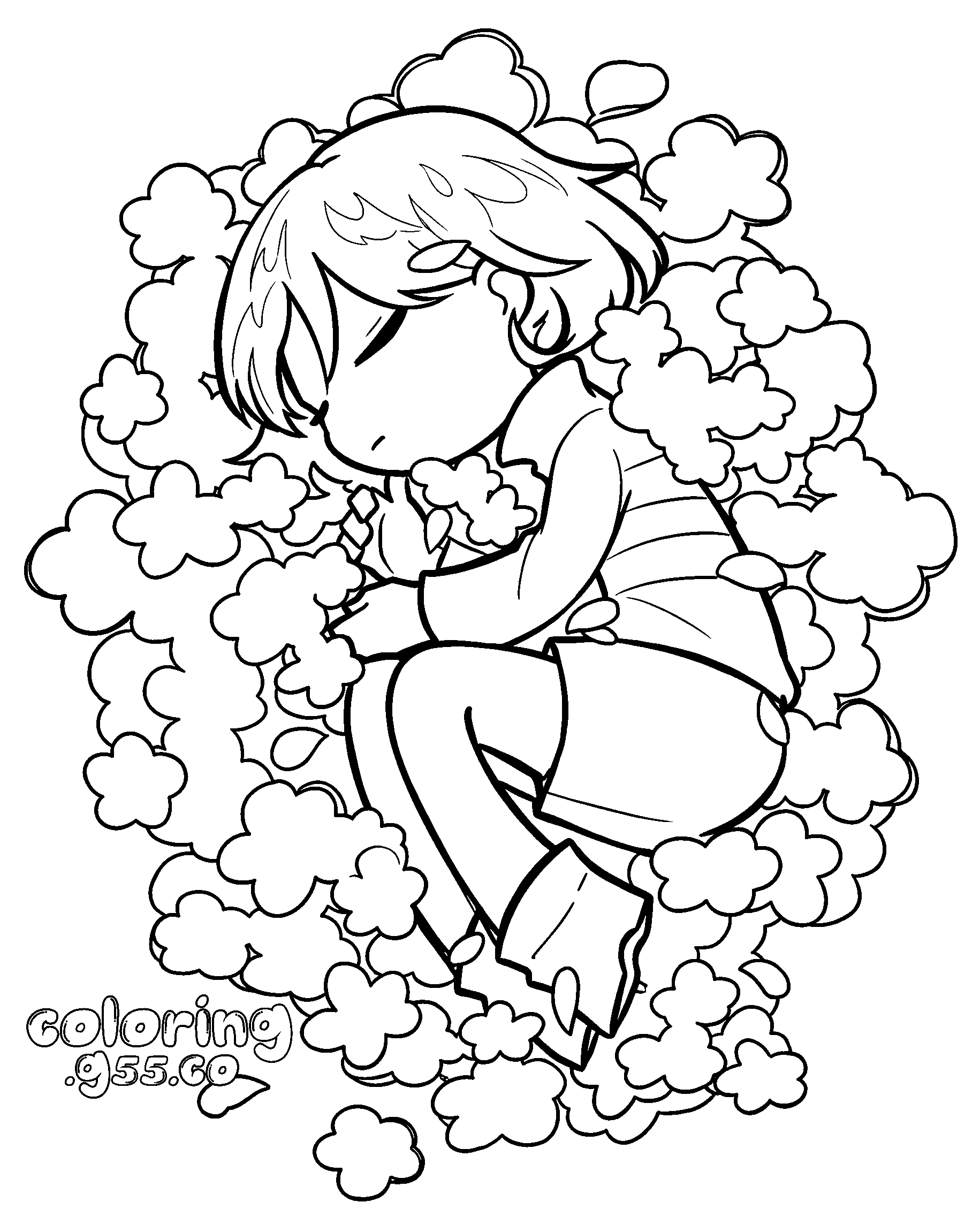 undertale frisk flowers cute line art