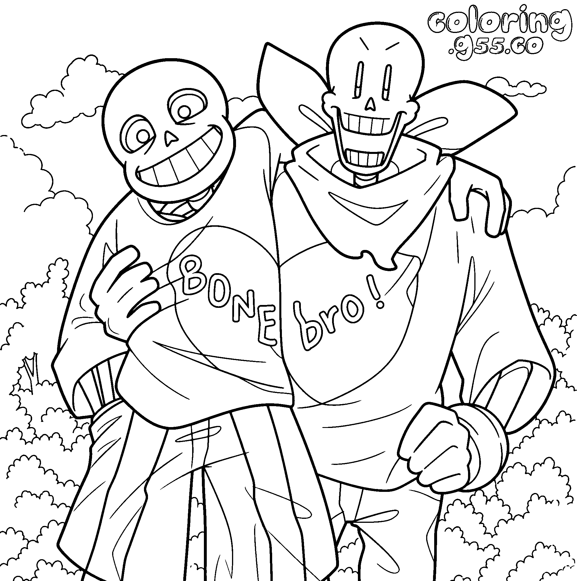 sans and papyrus bone bro sweaters line art