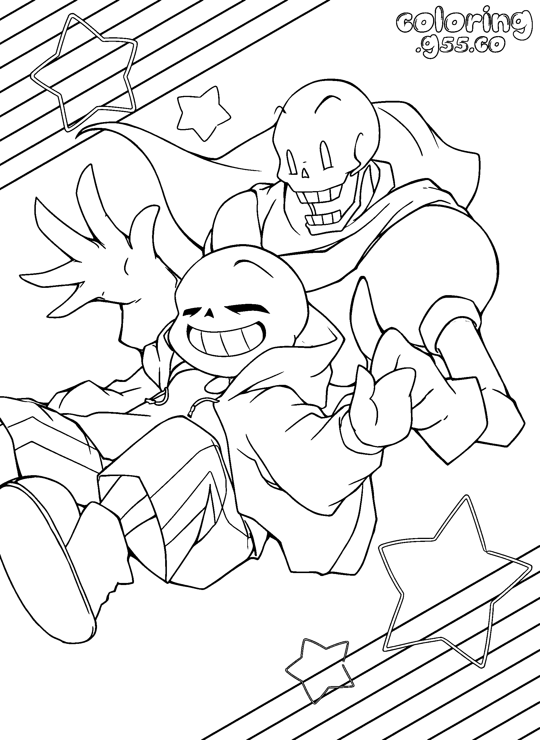 sans and papyrus undertale line art