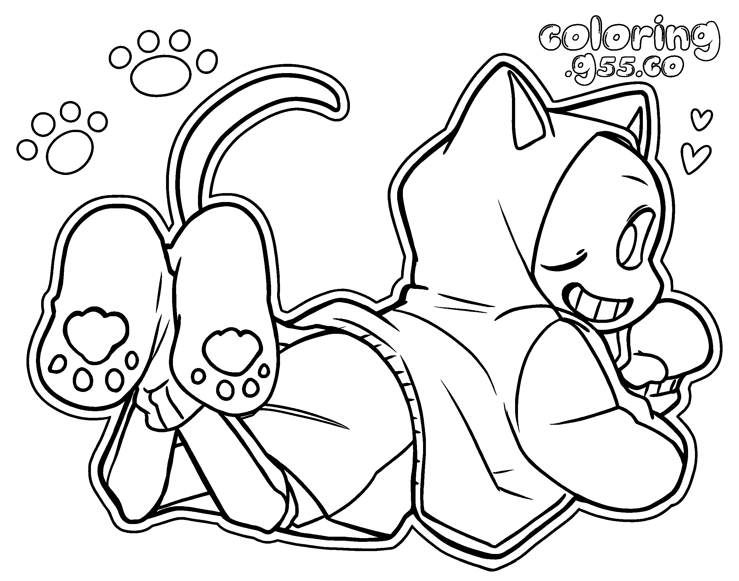 cute cat hoodie sans line art