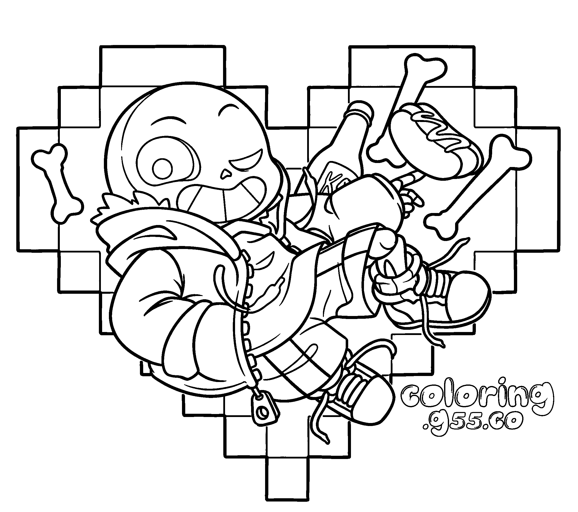 chibi sans undertale line art