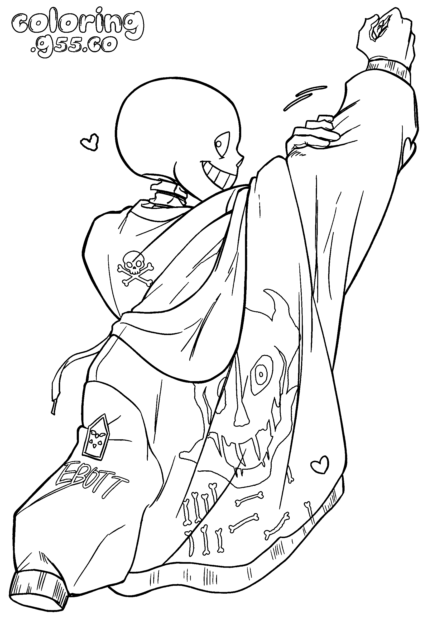 cool sans hoodie action pose line art