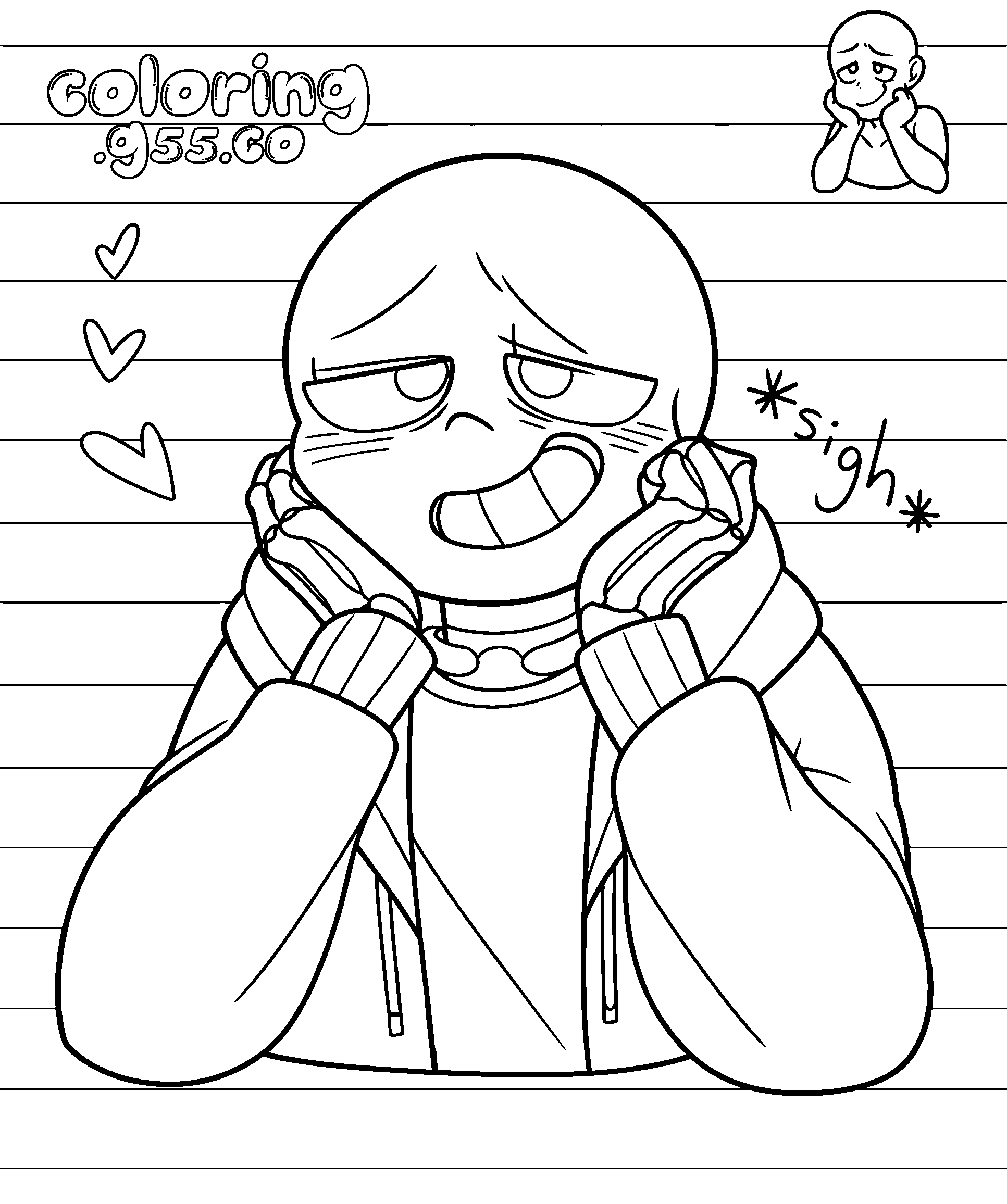 cute sighing sans line art