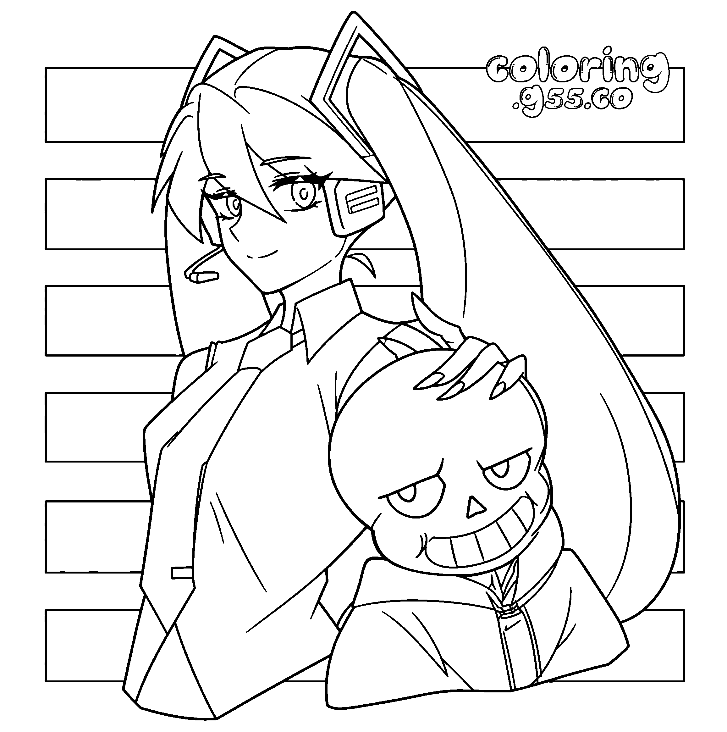 hatsune miku and sans line art