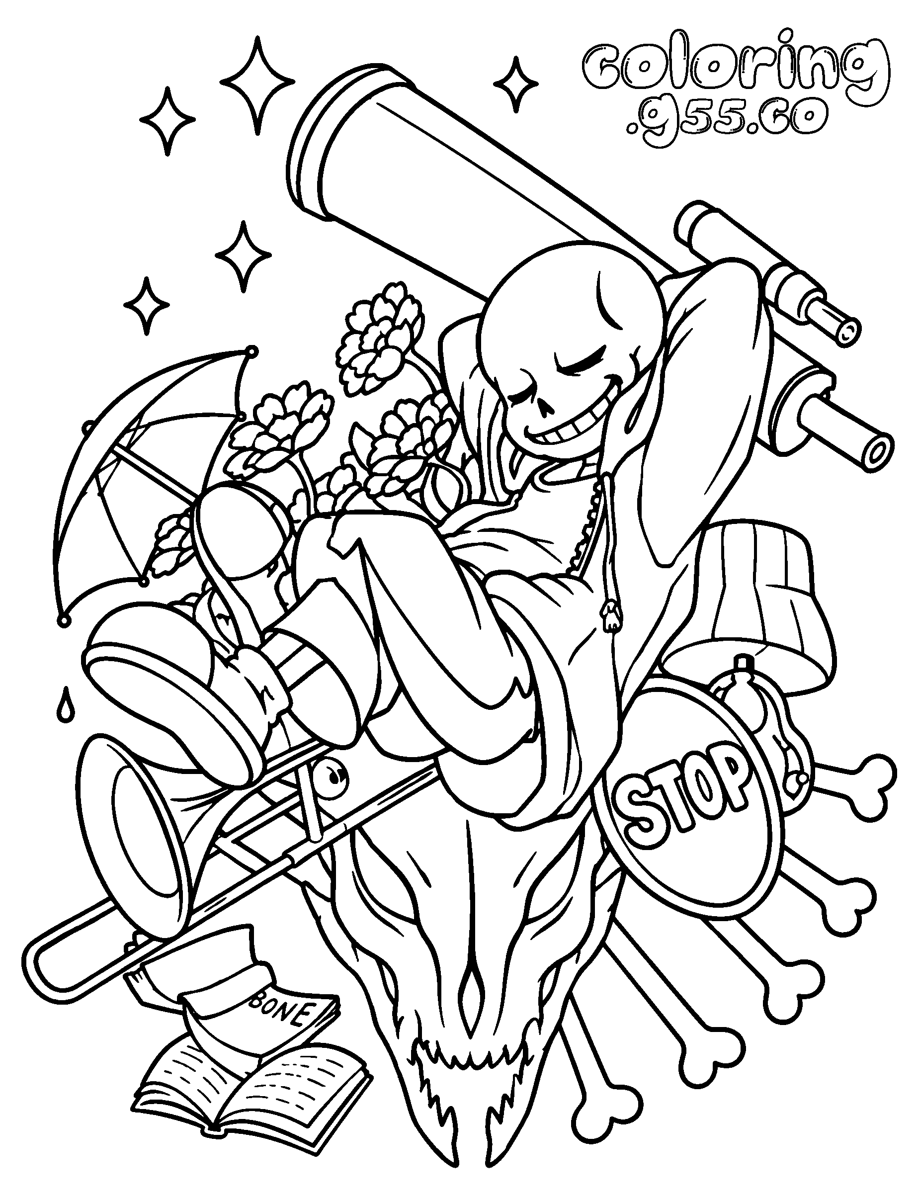 relaxing sans line art