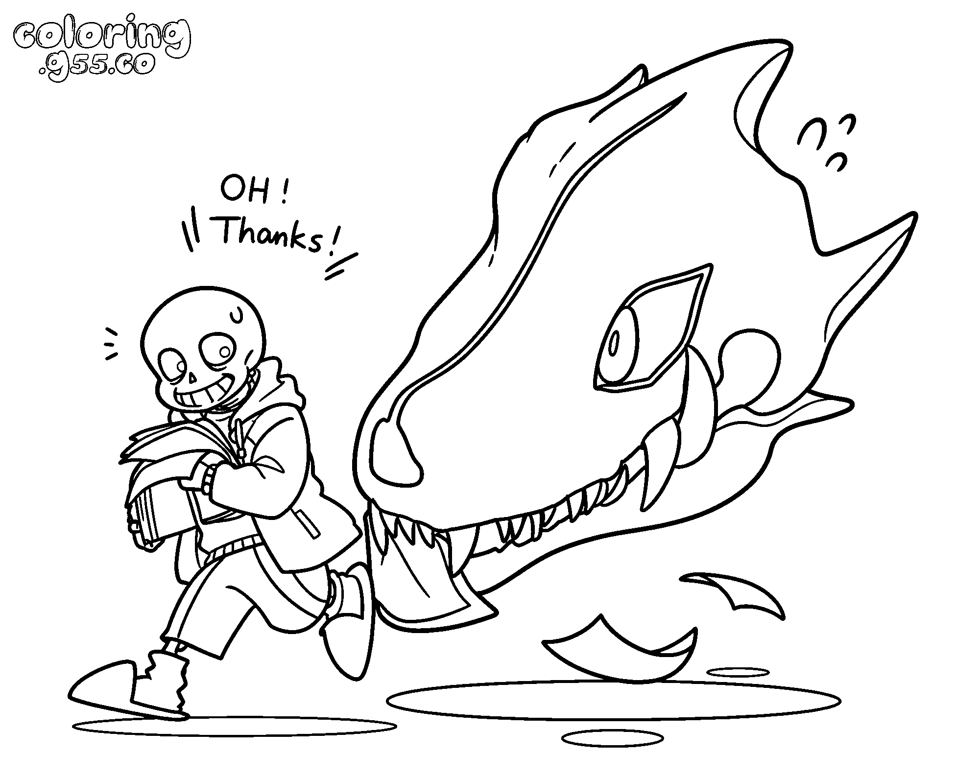 sans and gaster blaster line art