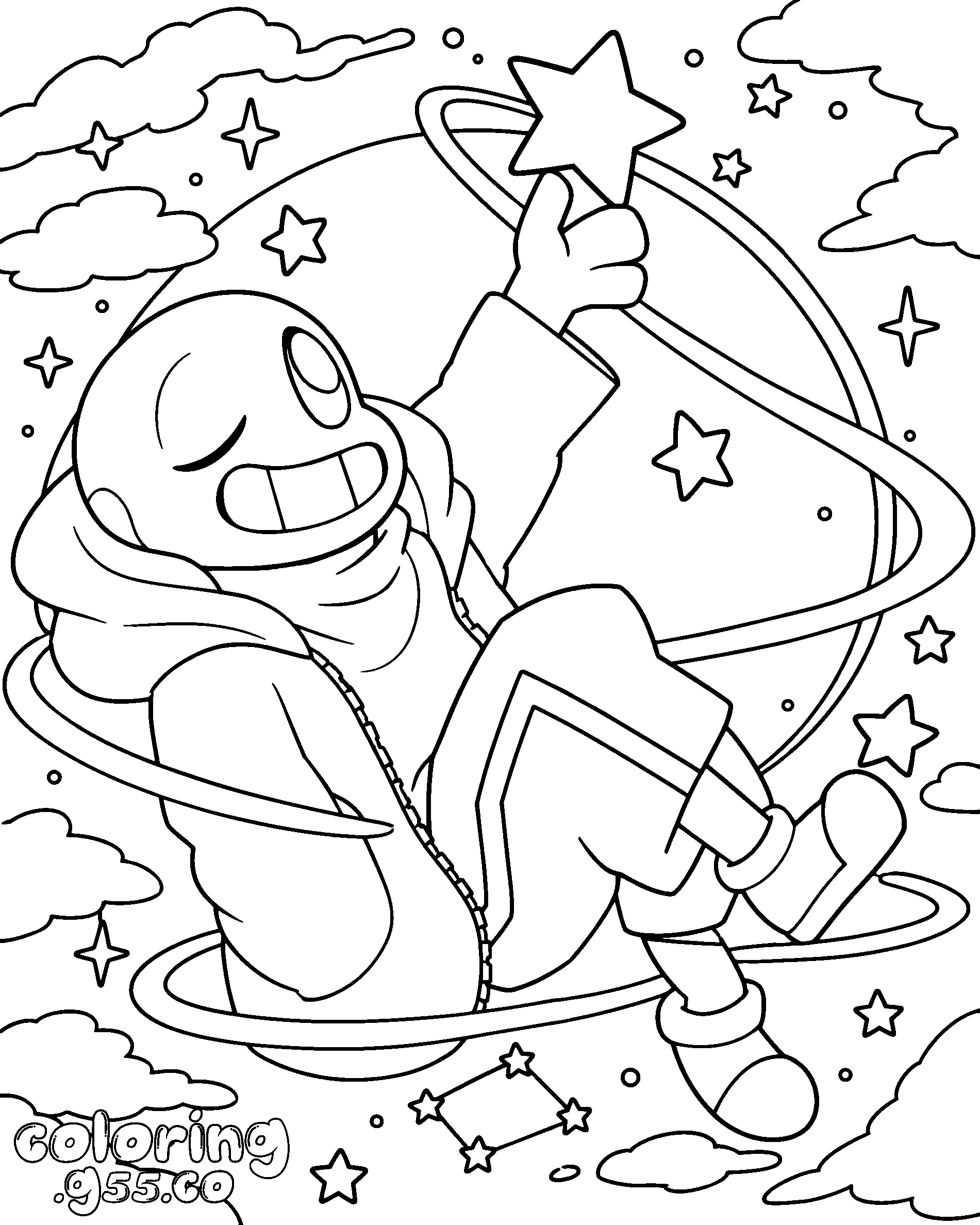 sans out in space line art