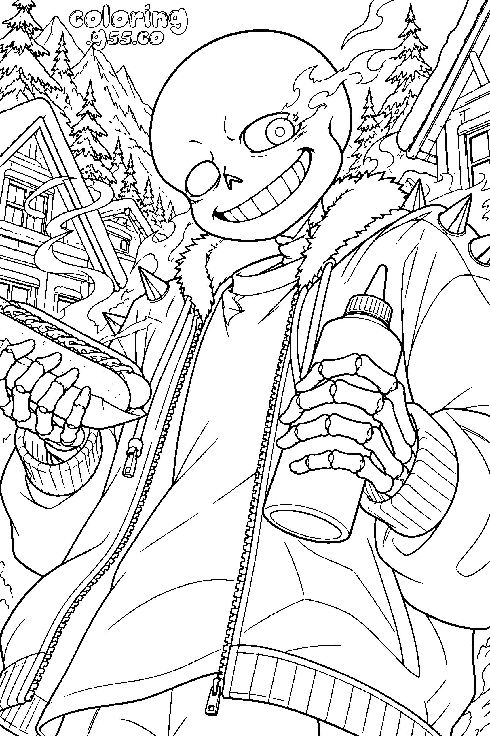 sans snowdin hot dog line art