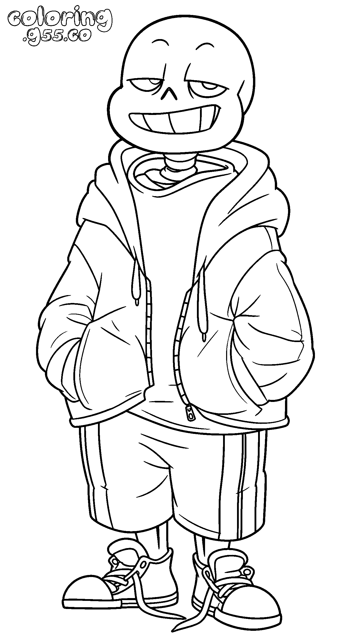sans standing hoodie undertale line art