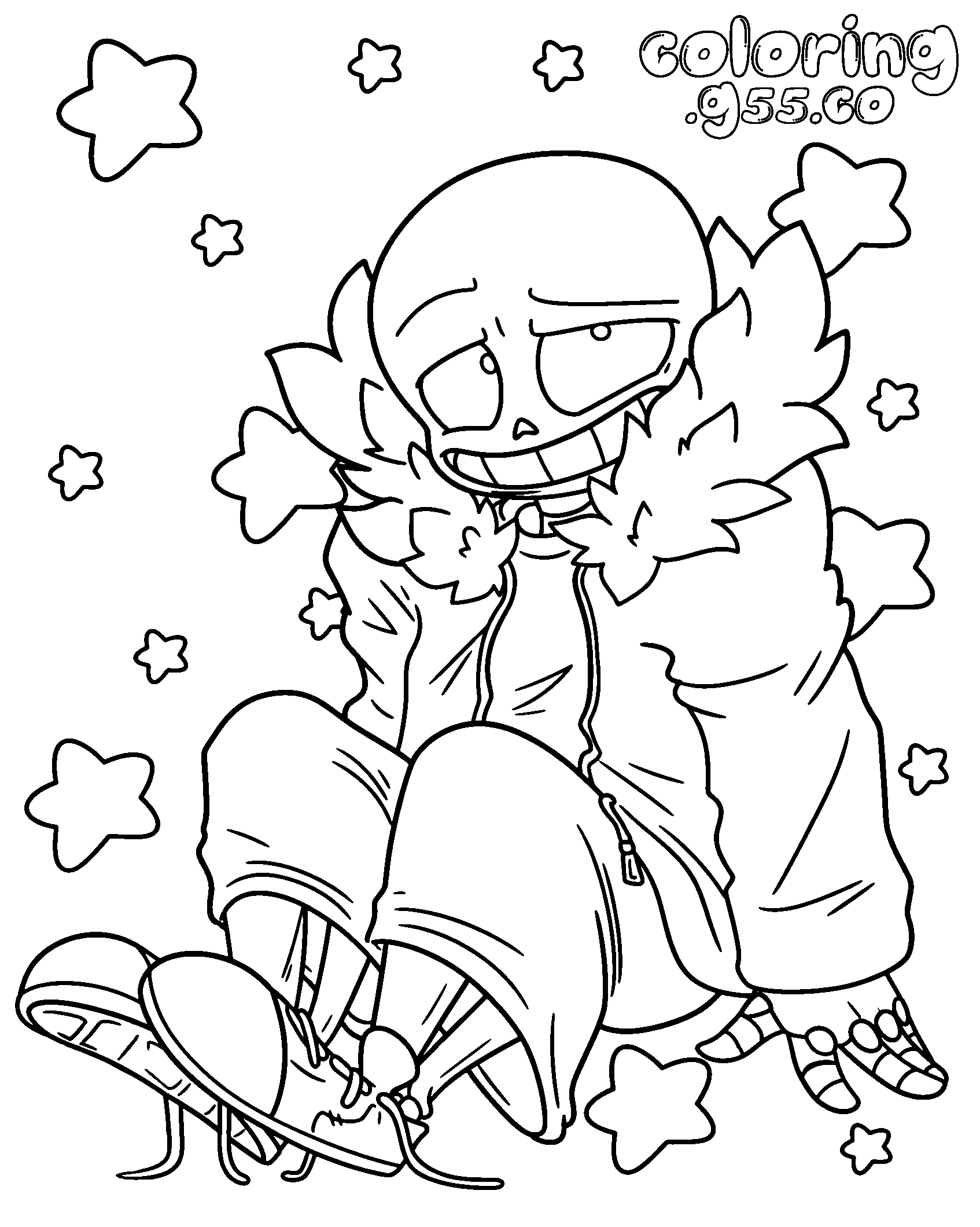 sitting sans stars undertale line art