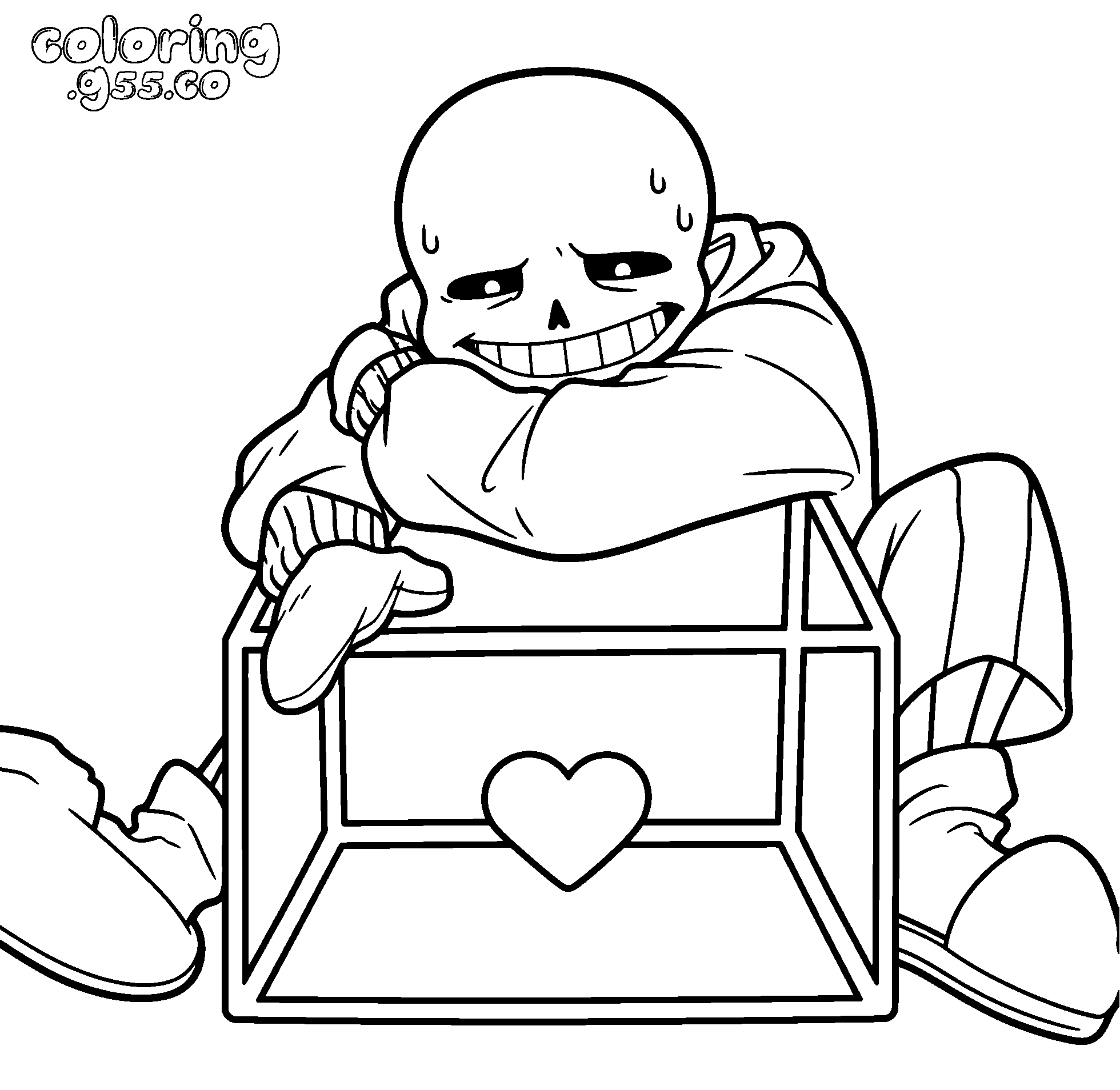 sweating sans heart box line art