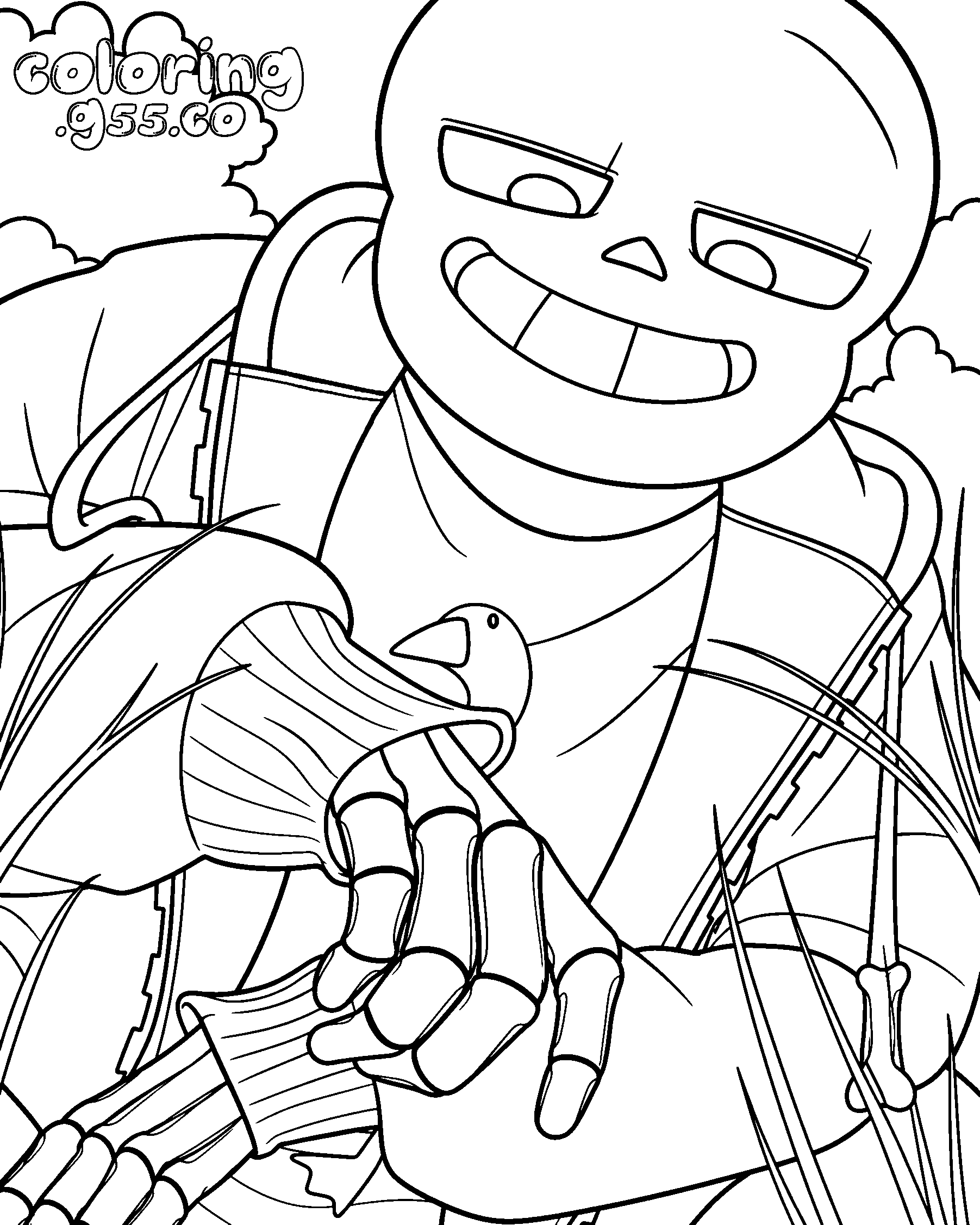 undertale sans with goose print line art