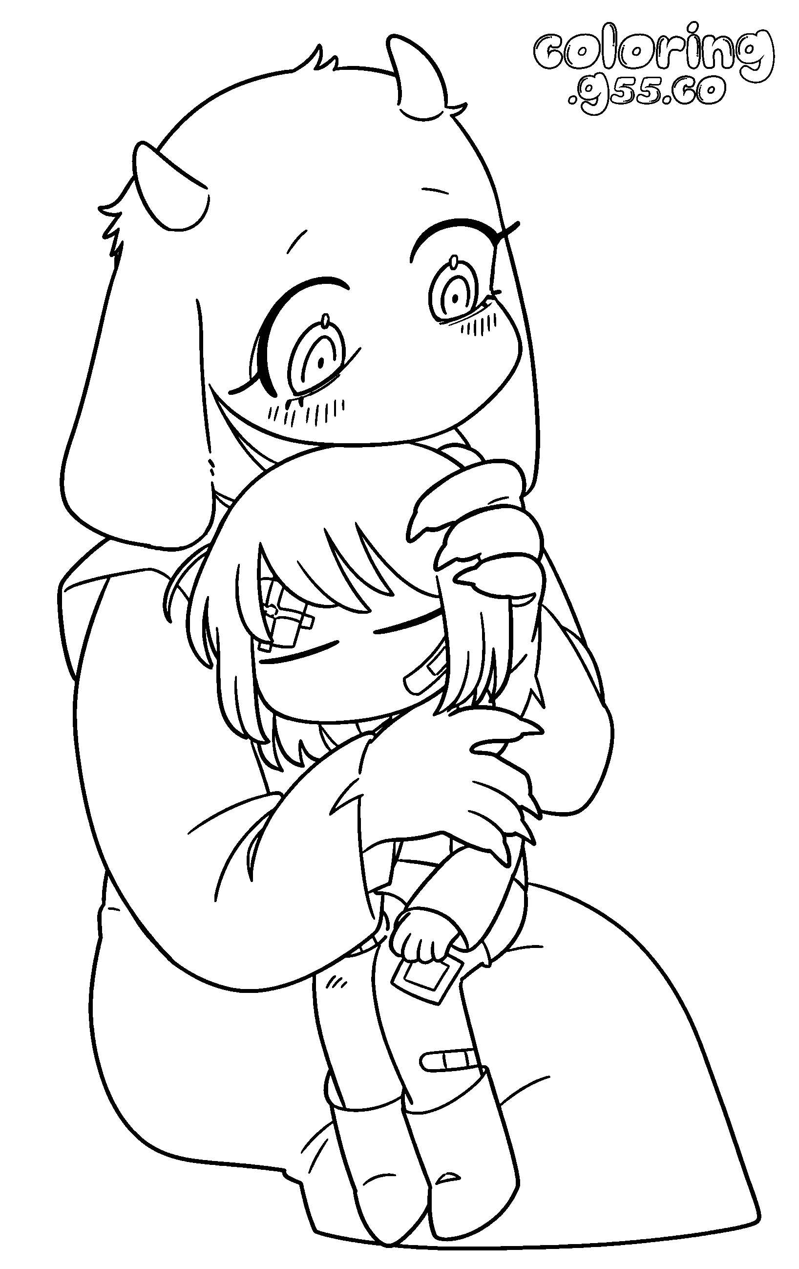 cute toriel hugging frisk undertale line art