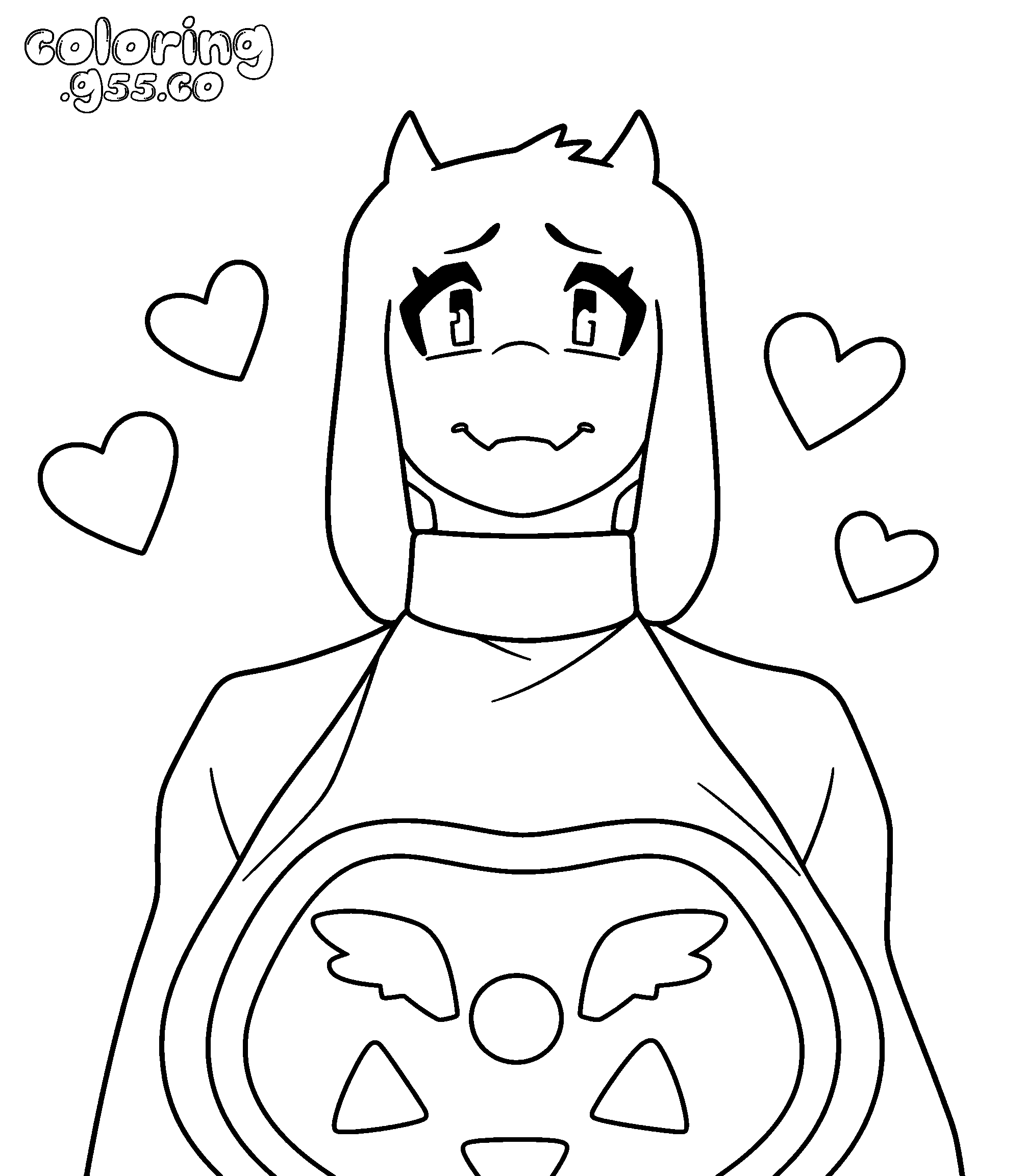 cute undertale toriel hearts line art