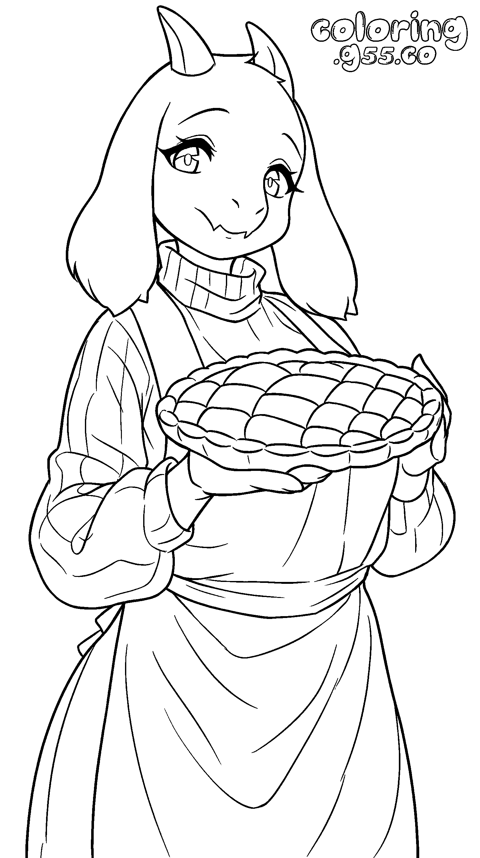 cute undertale toriel with pie line art