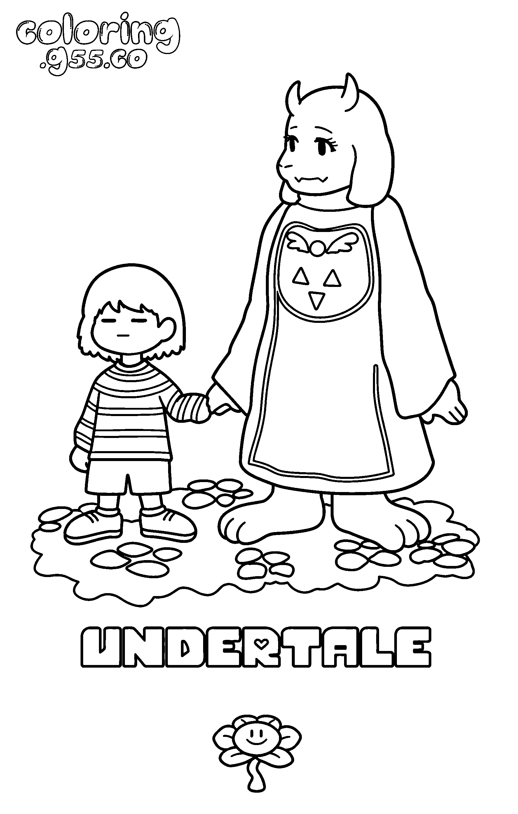 toriel and frisk undertale line art