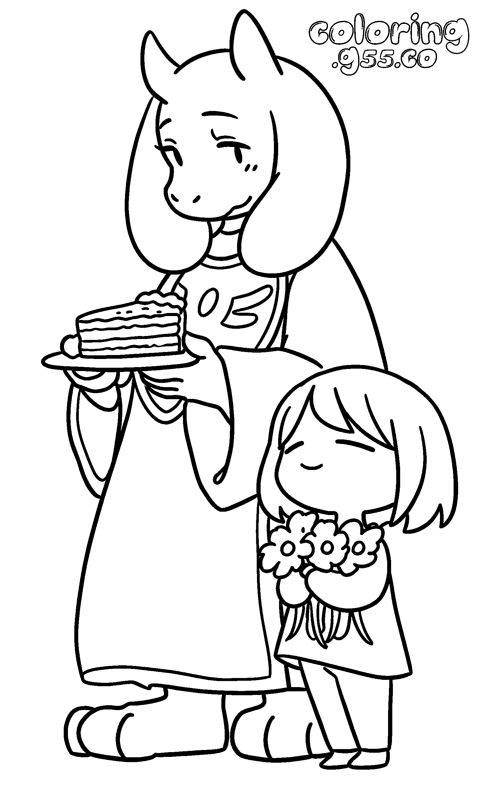 undertale toriel and frisk cake line art