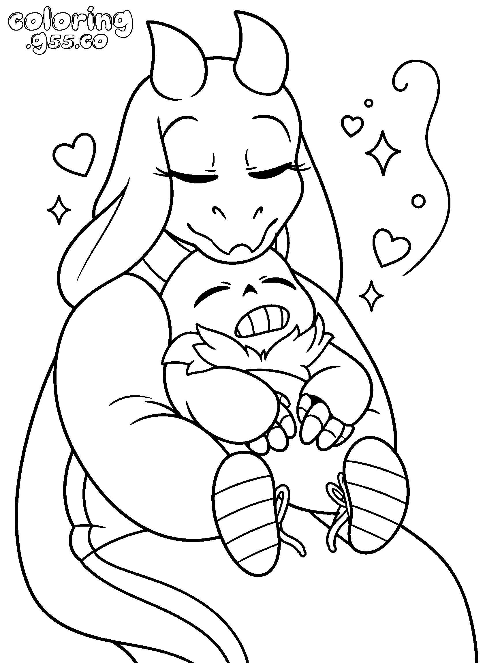 undertale toriel hugging sans line art
