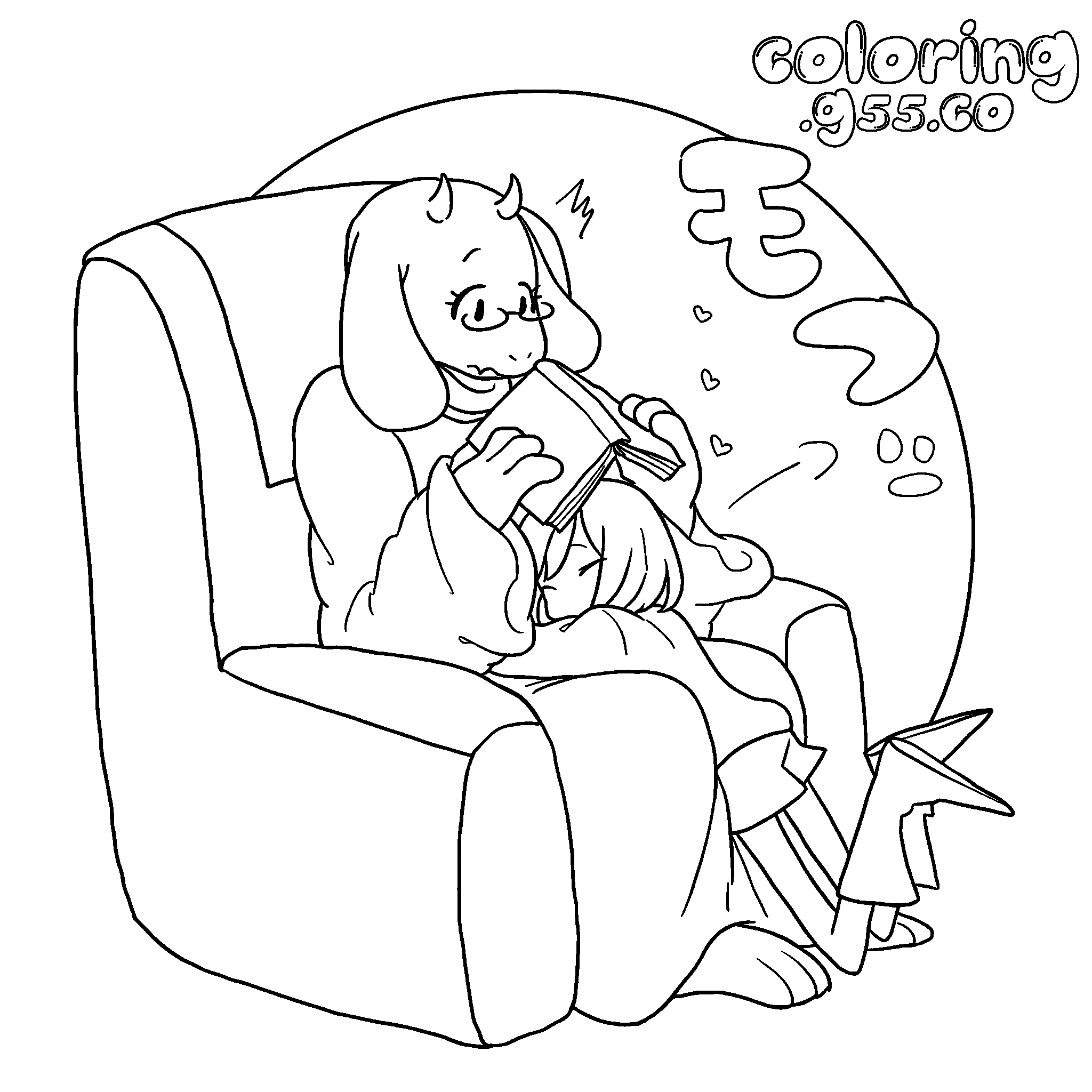 undertale toriel reading to frisk line art