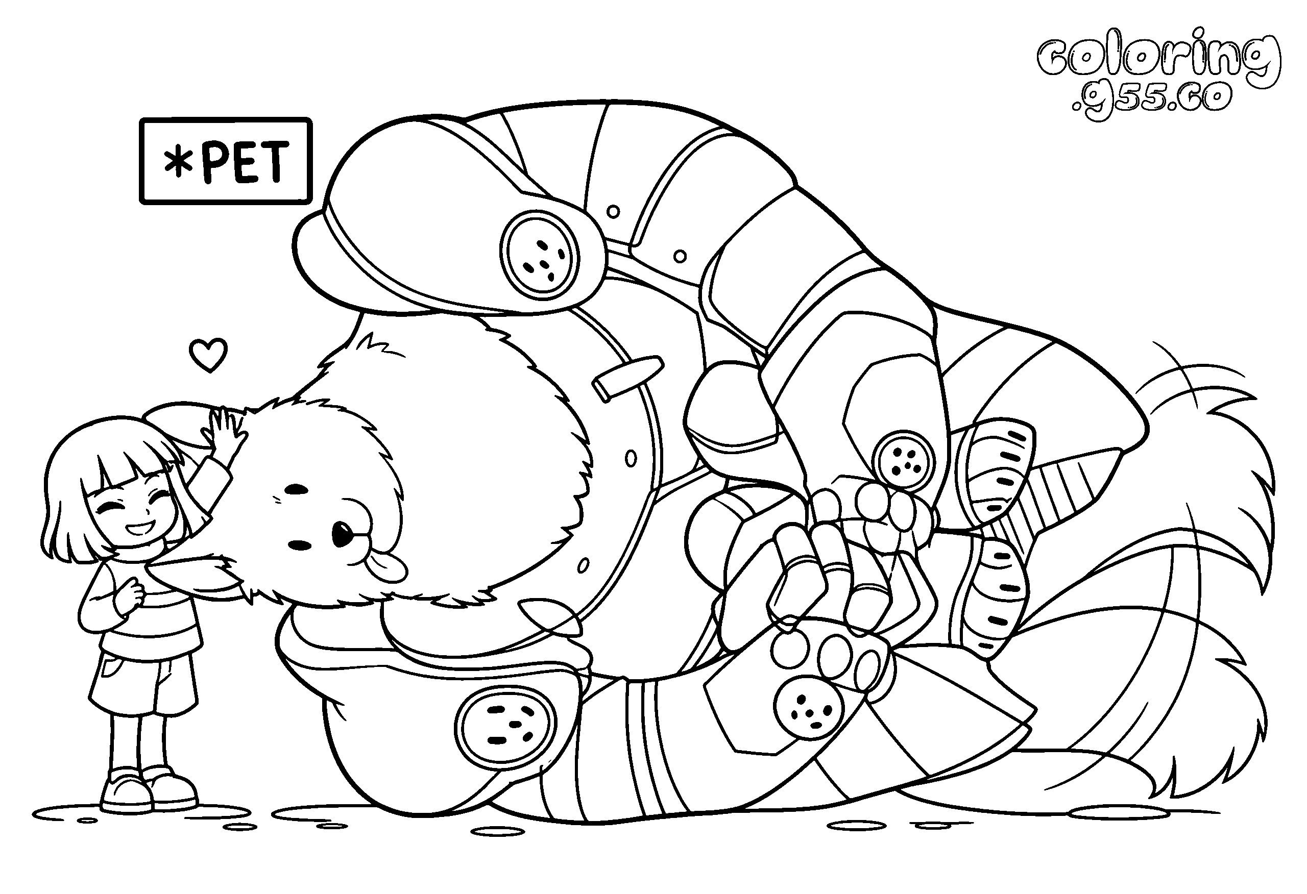 cute frisk petting lesser dog undertale line art