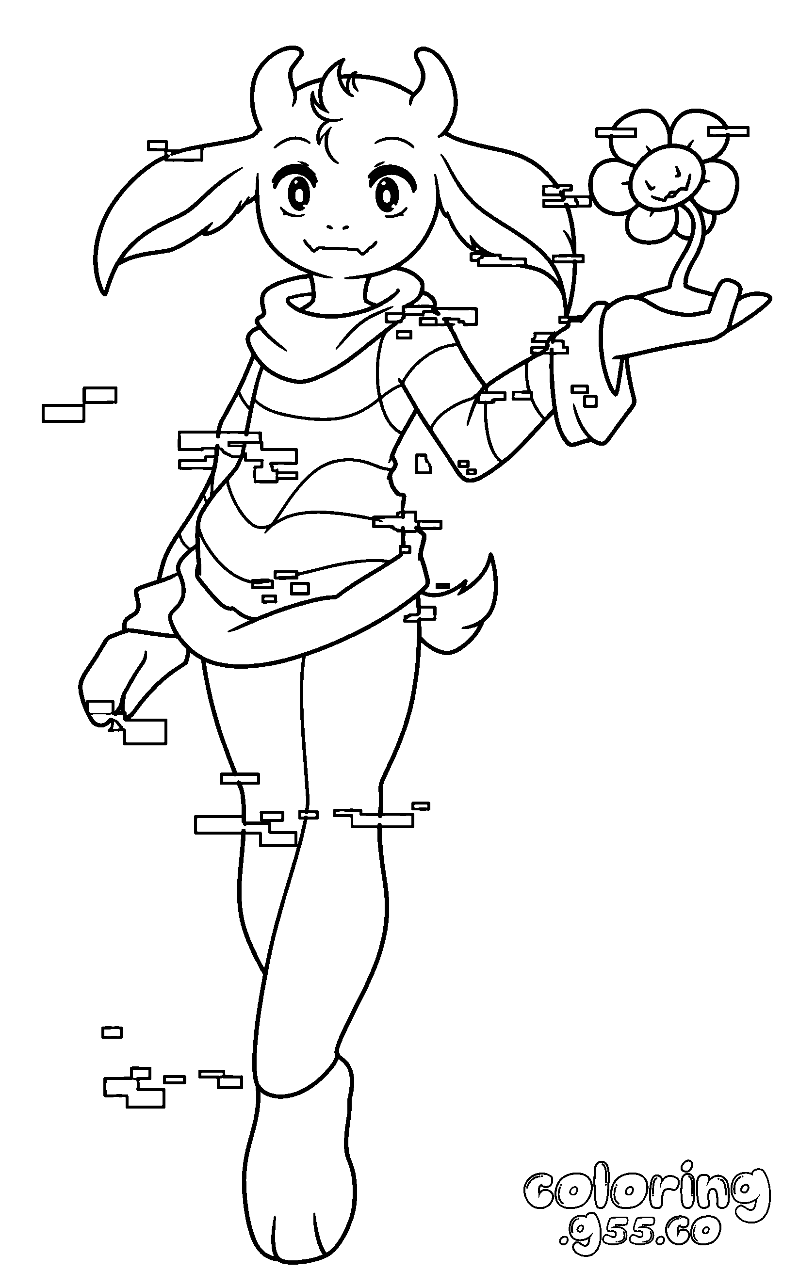asriel and flowey glitch undertale line art