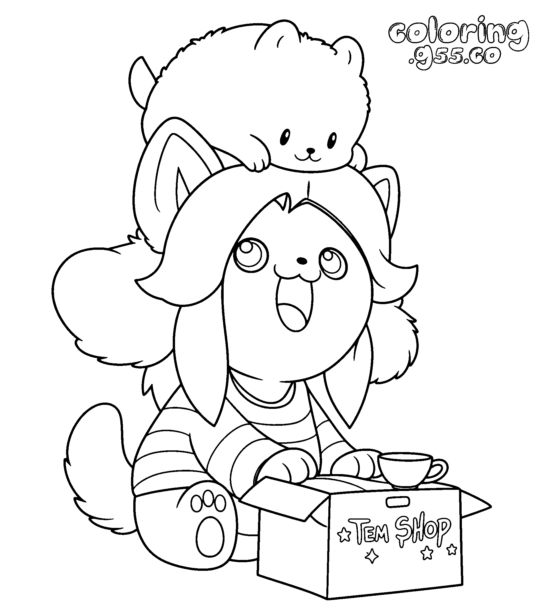 cute temmie tem shop line art