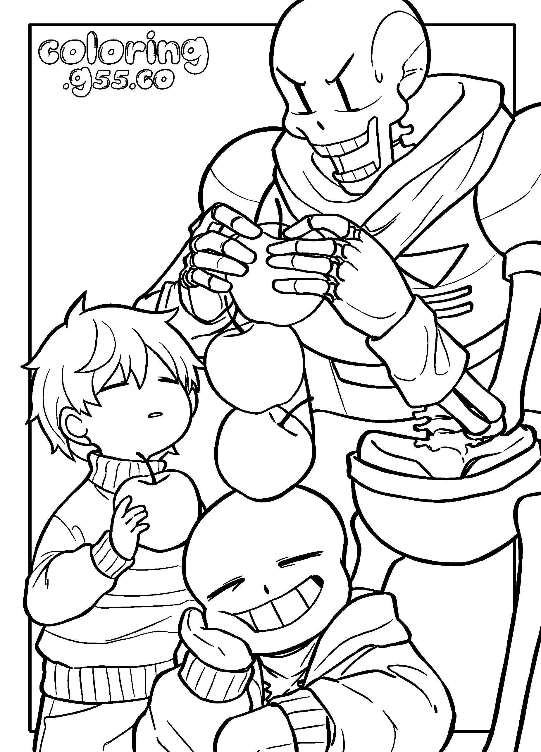 papyrus sans frisk apples line art