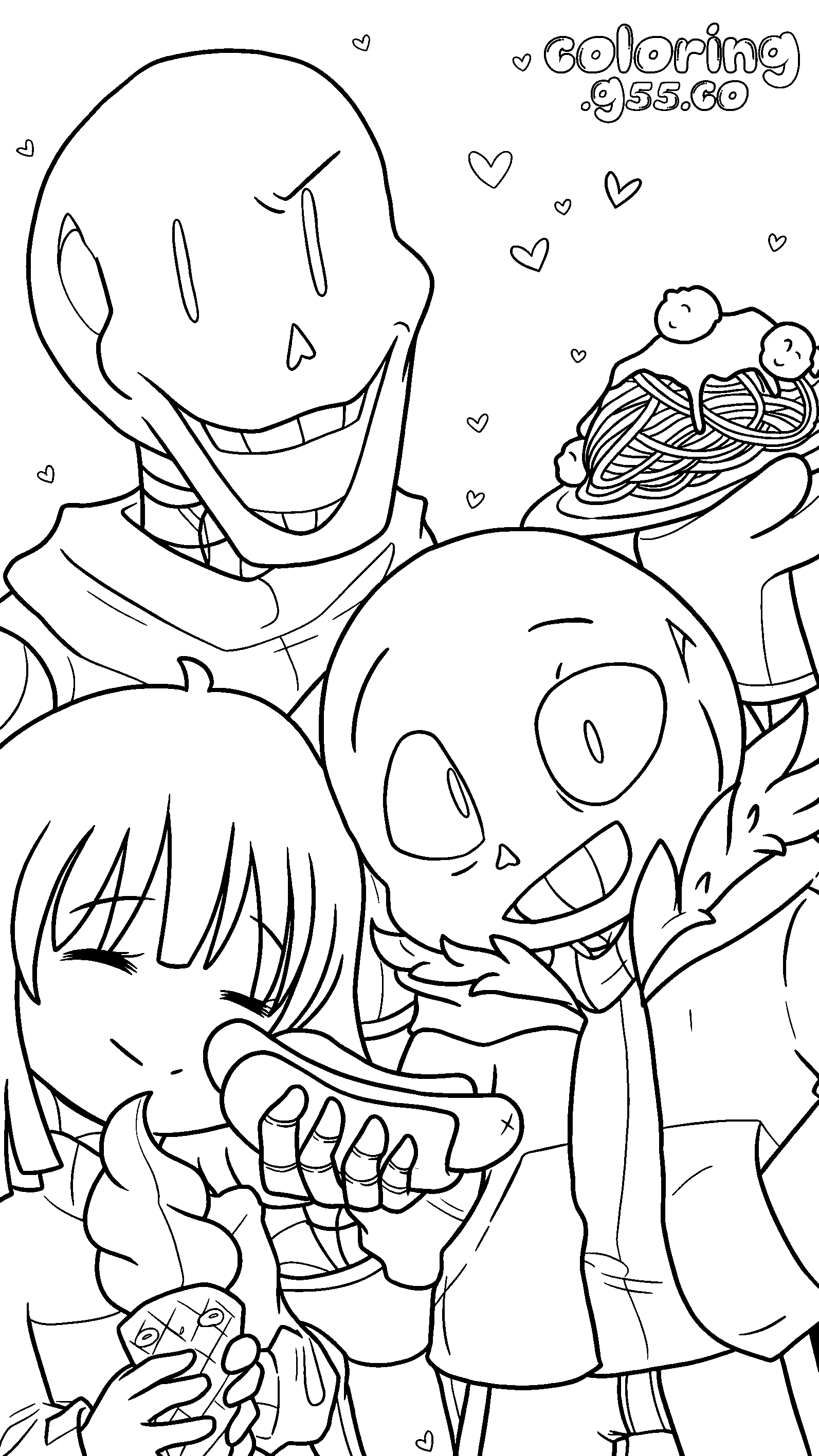sans papyrus frisk undertale line art