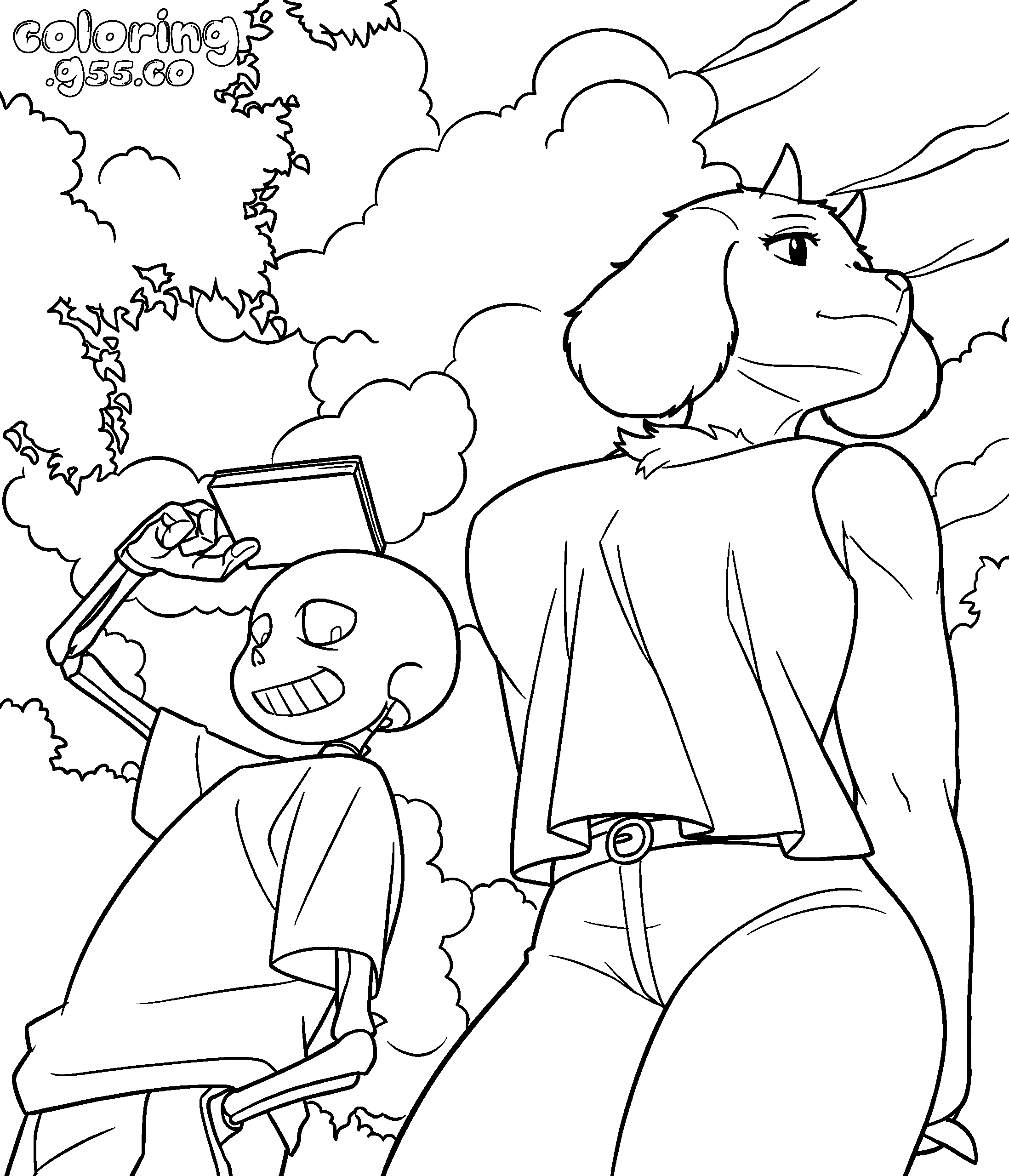 toriel and sans undertale line art