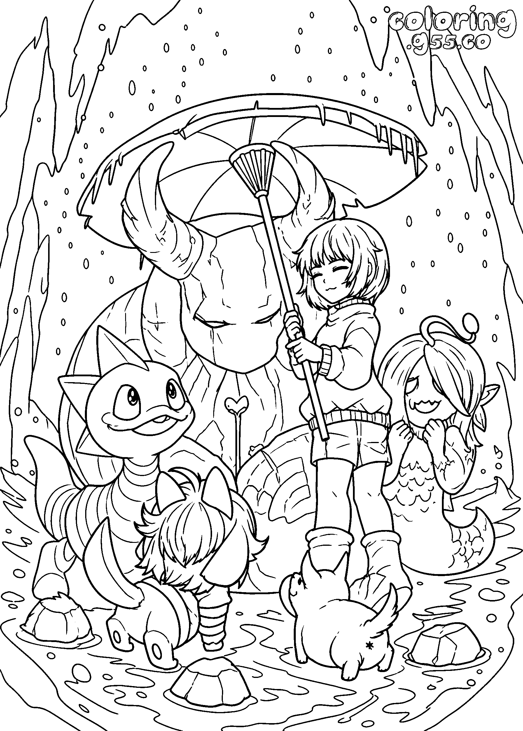undertale umbrella scene line art
