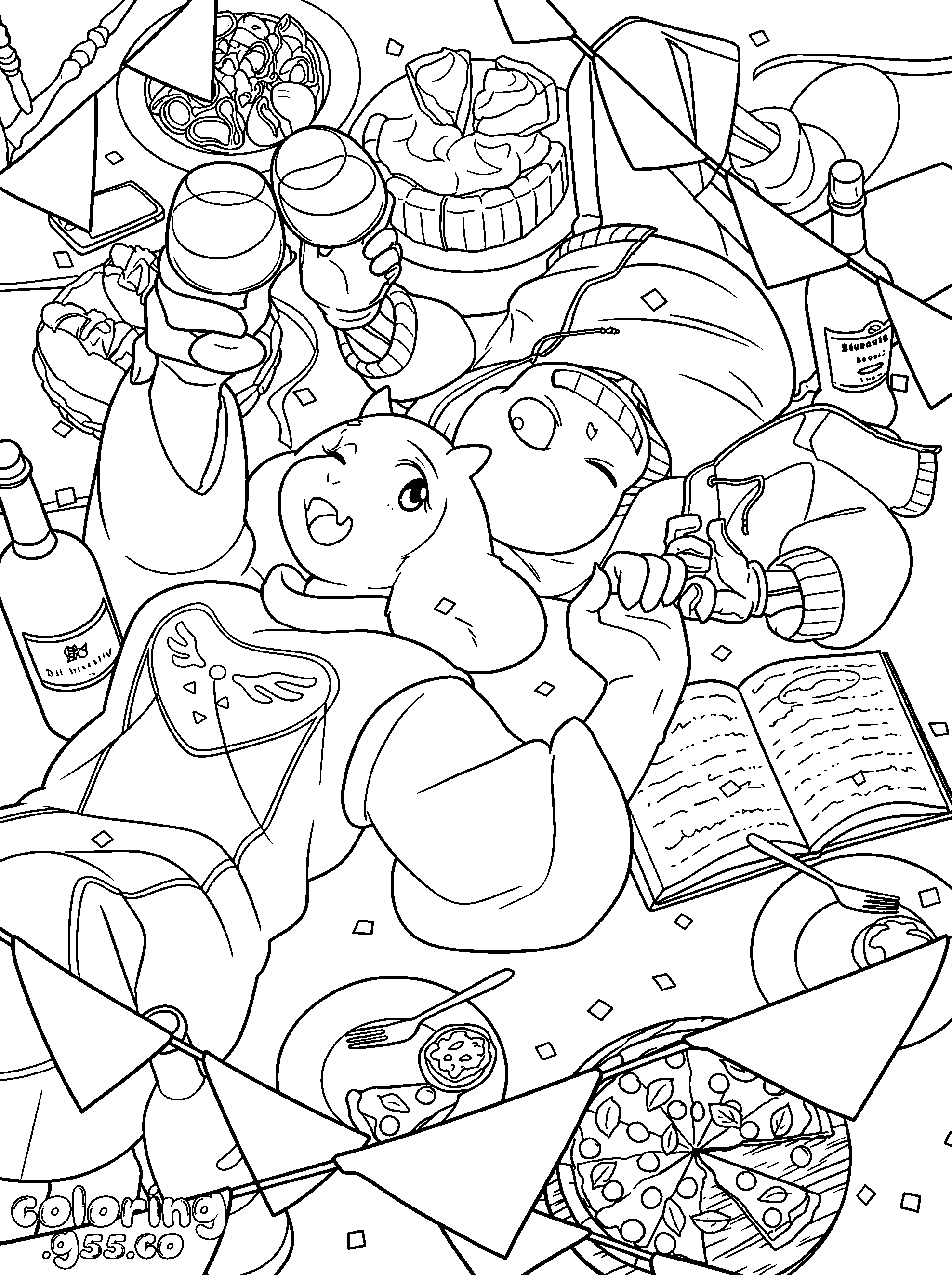 toriel and sans party undertale line art