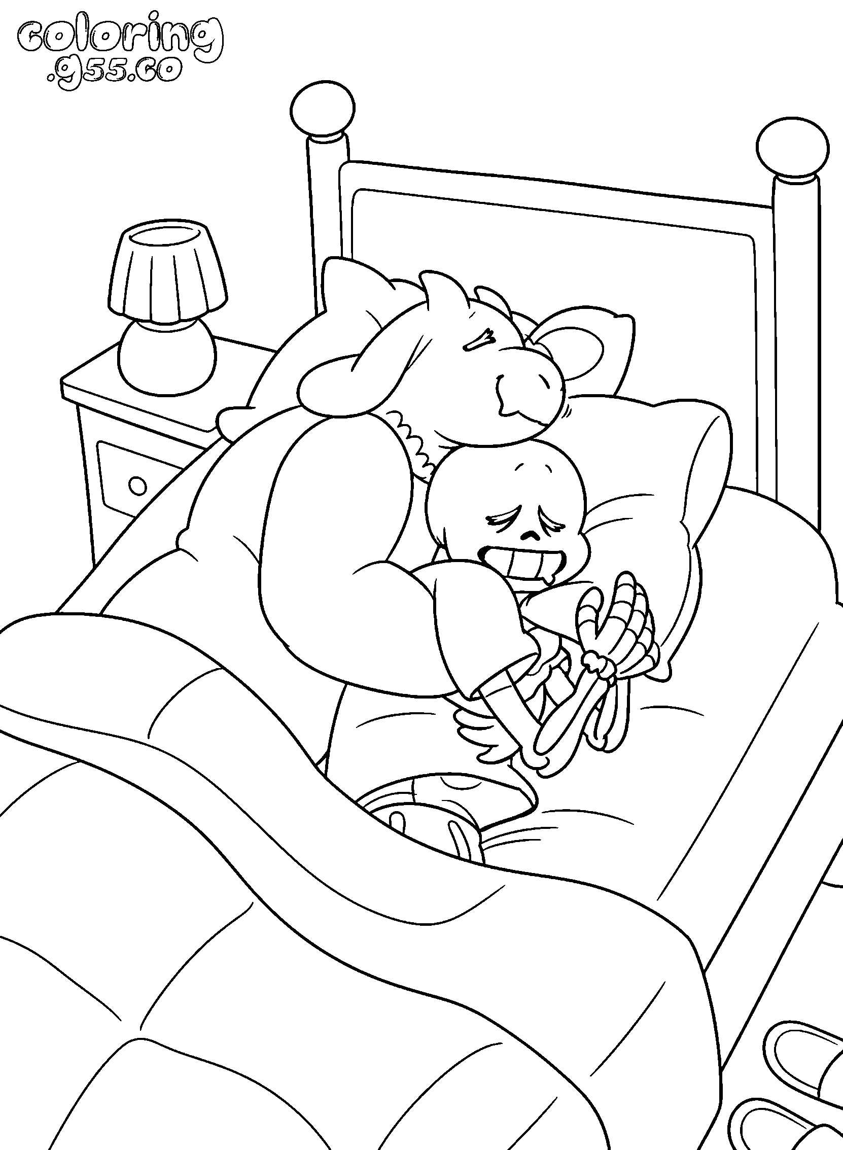 undertale toriel and sans sleeping line art
