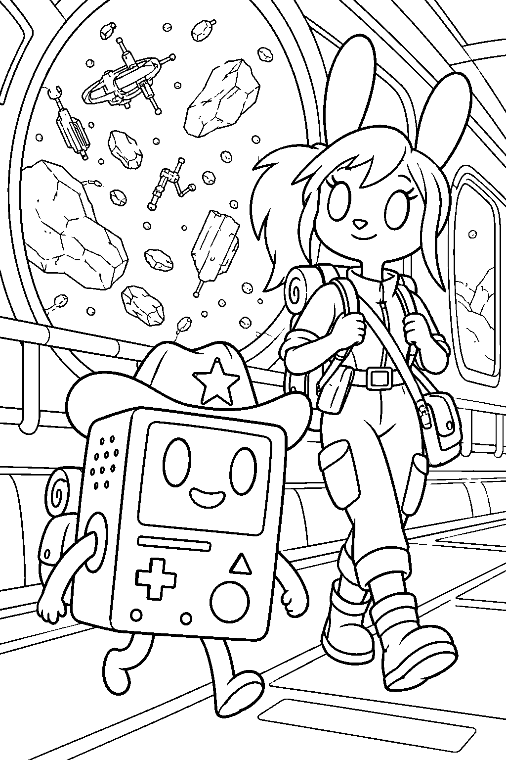 adventure time bmo as sheriff bmo exploring the drift with y5 line art