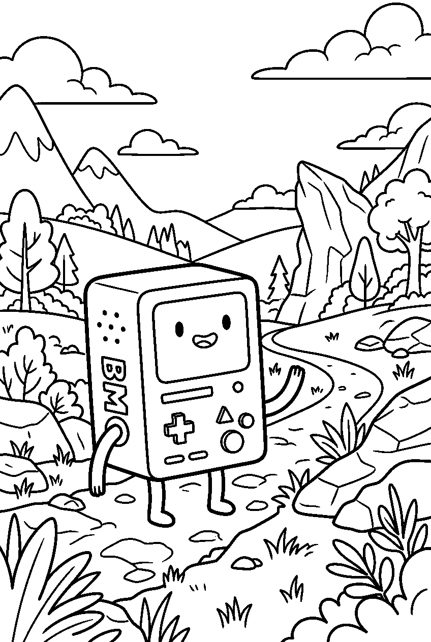 adventure time bmo in hidden valley line art