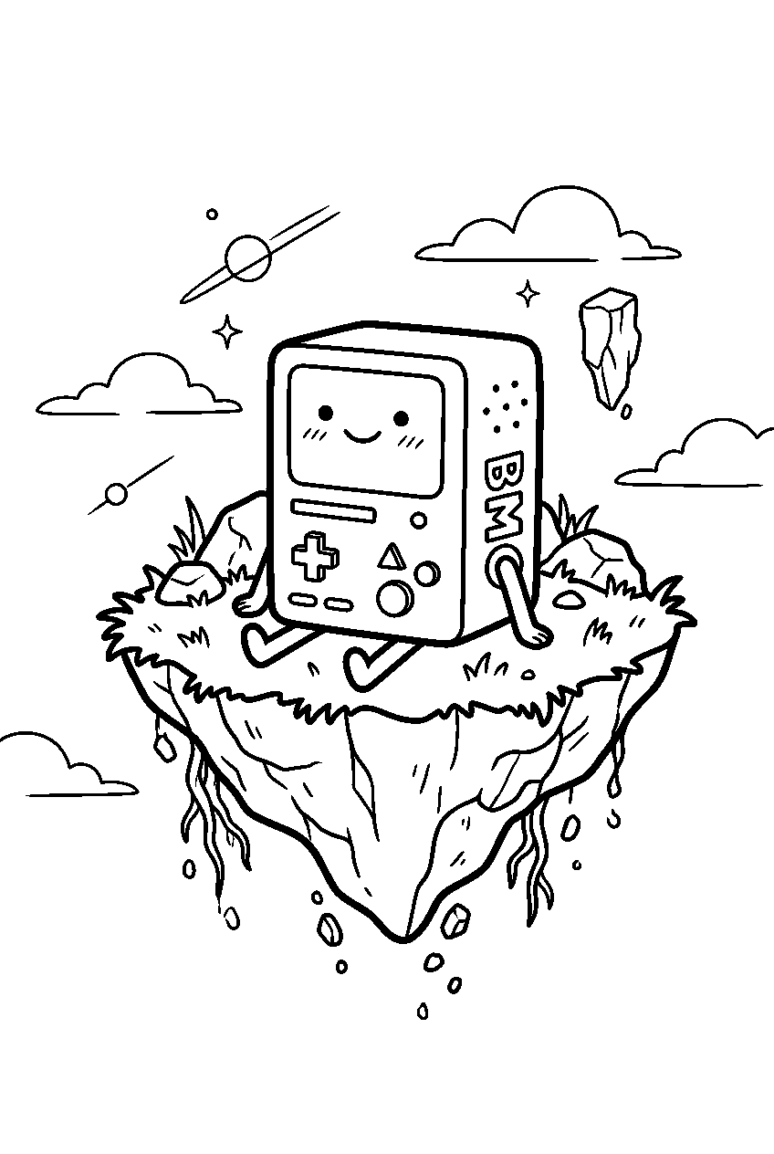 adventure time bmo on floating island line art