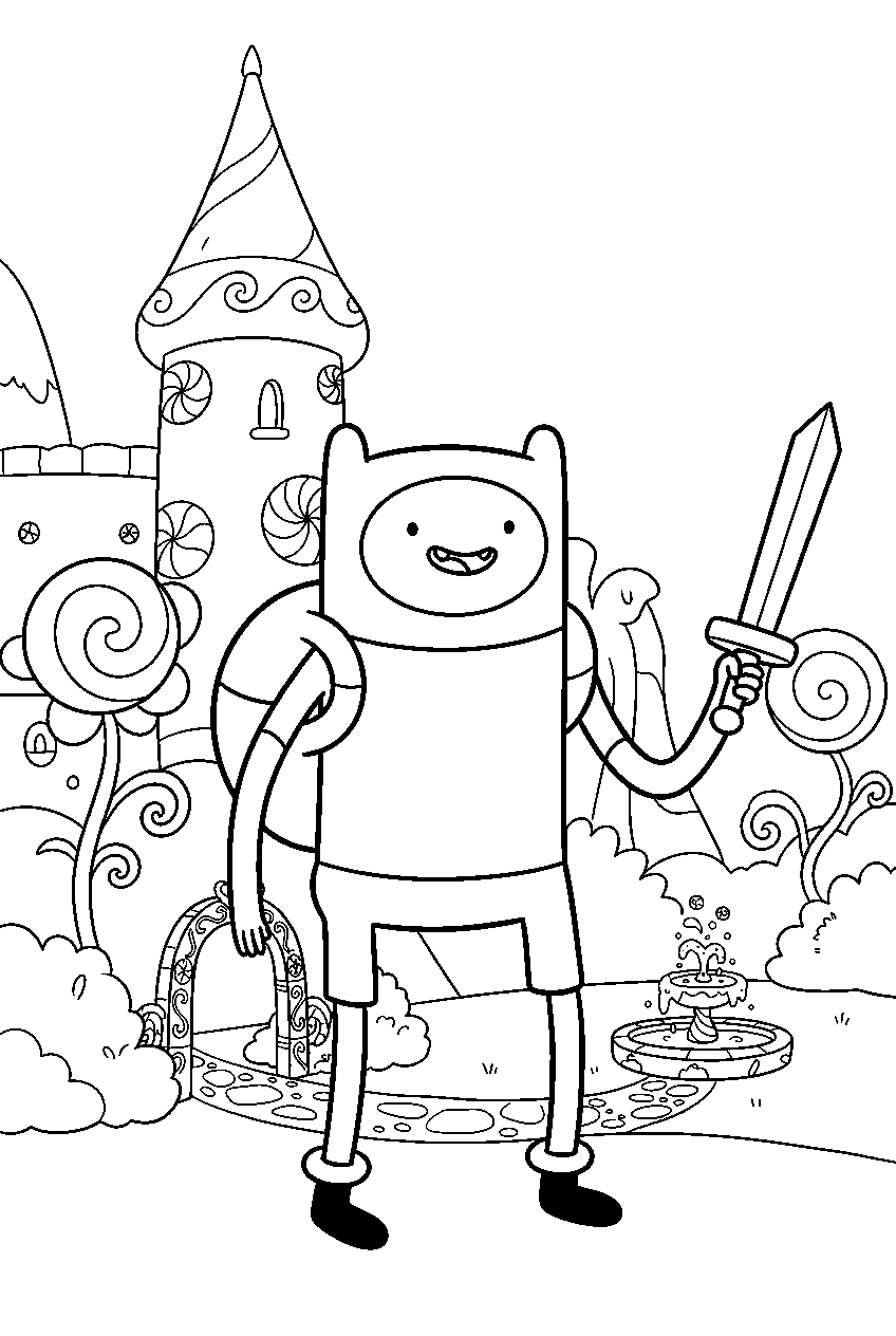 adventure time finn in royal garden line art