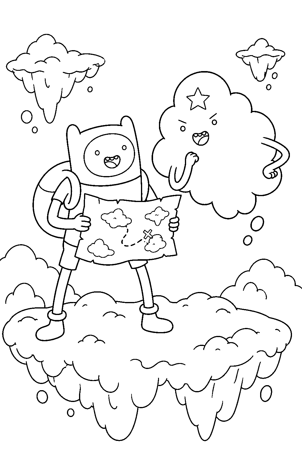adventure time finn searching for jake s cure with lumpy space princess in lumpy space line art