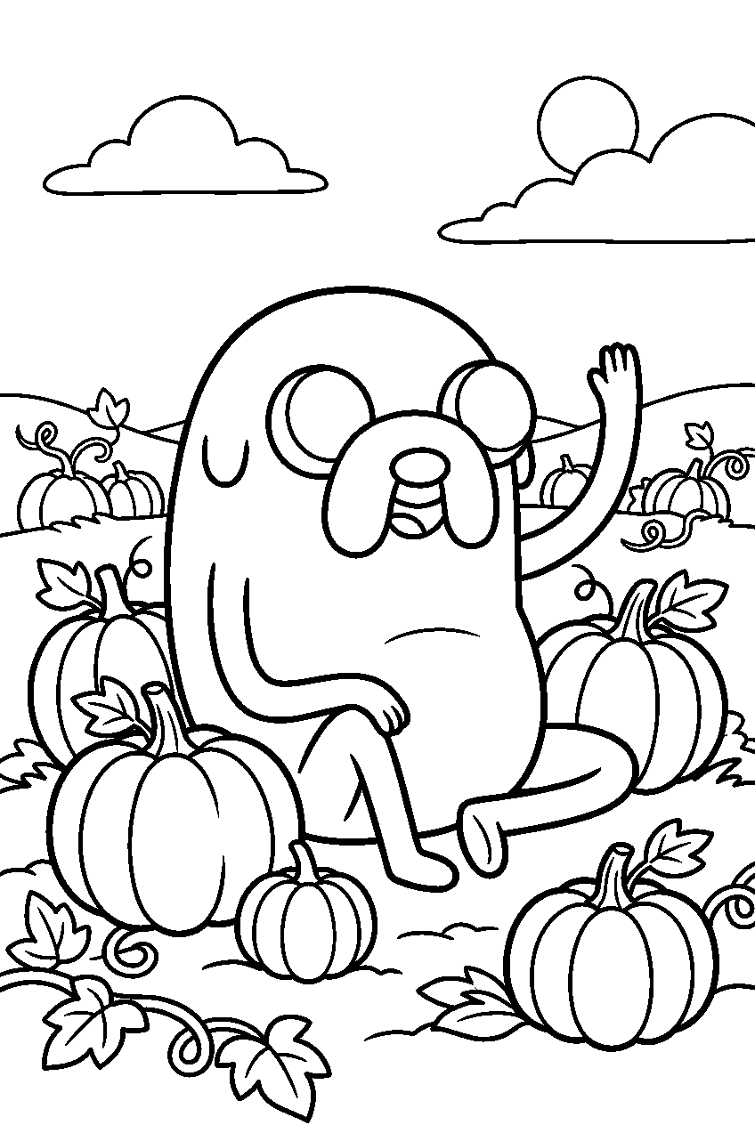 adventure time jake in pumpkin patch line art