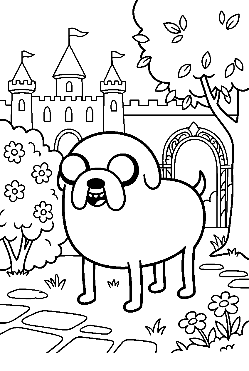 adventure time jake in royal garden line art