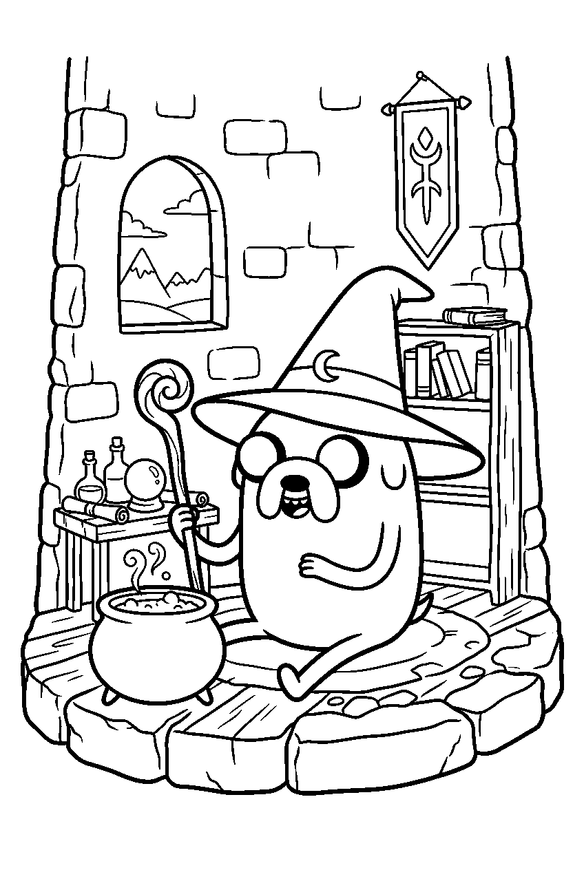 adventure time jake in wizard tower line art