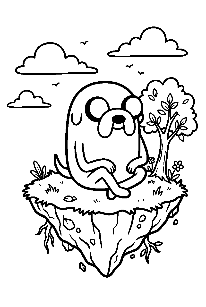 adventure time jake on floating island line art