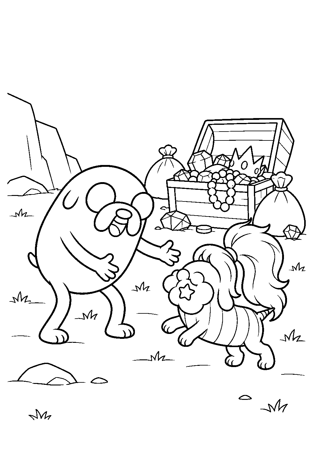 adventure time jake the dog reuniting with jake jr after the baker s shard heist line art