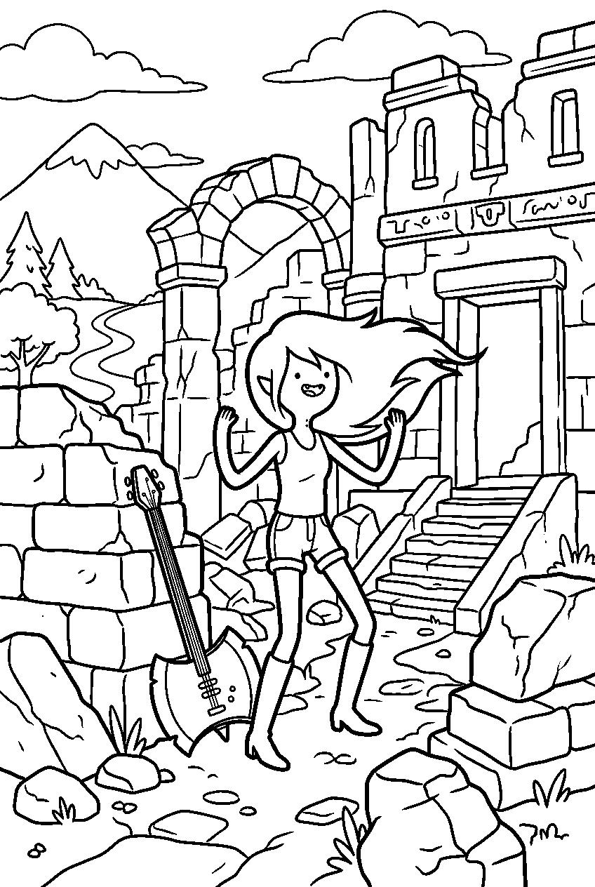 adventure time marceline in ancient ruins line art