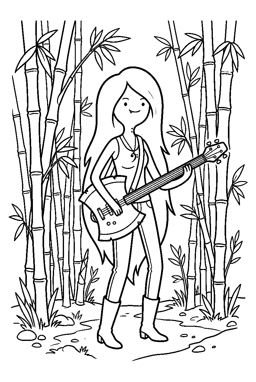 adventure time marceline in bamboo grove line art